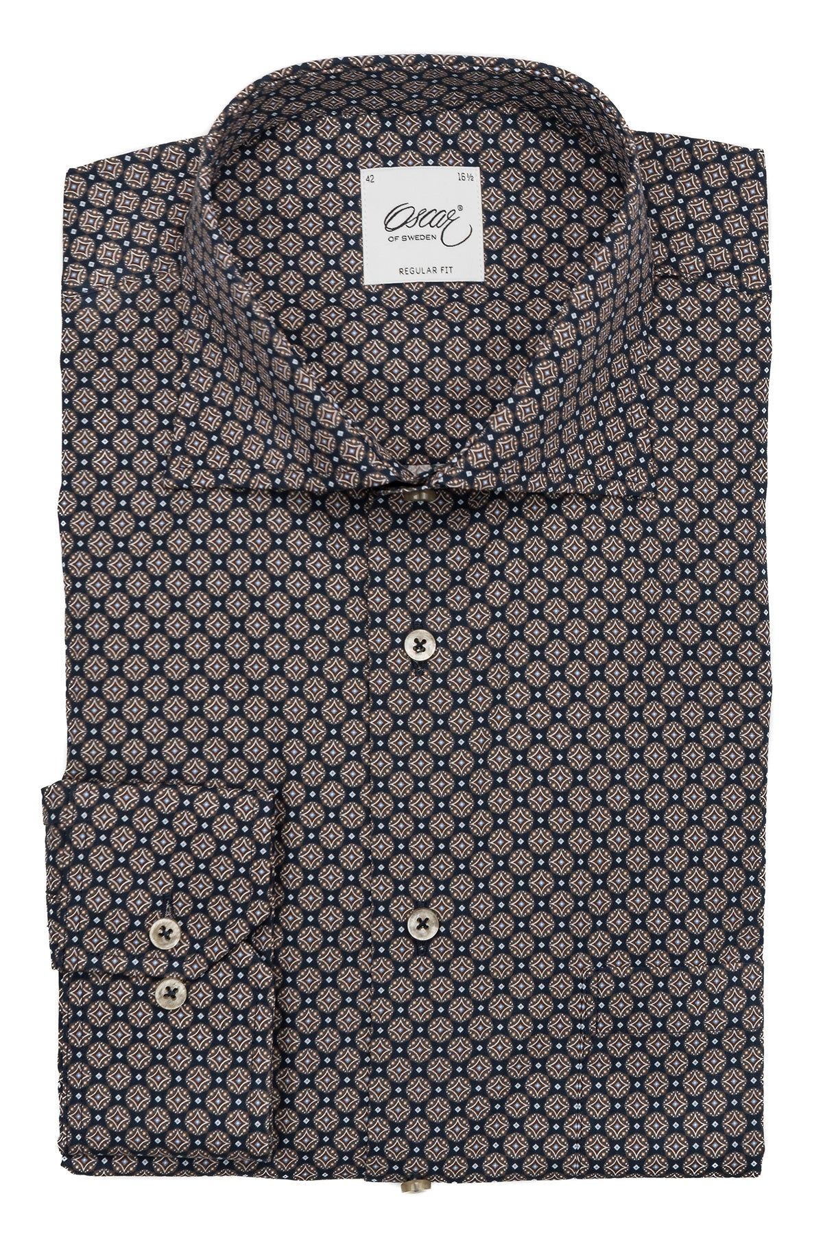 Navy medallion printed regular fit shirt