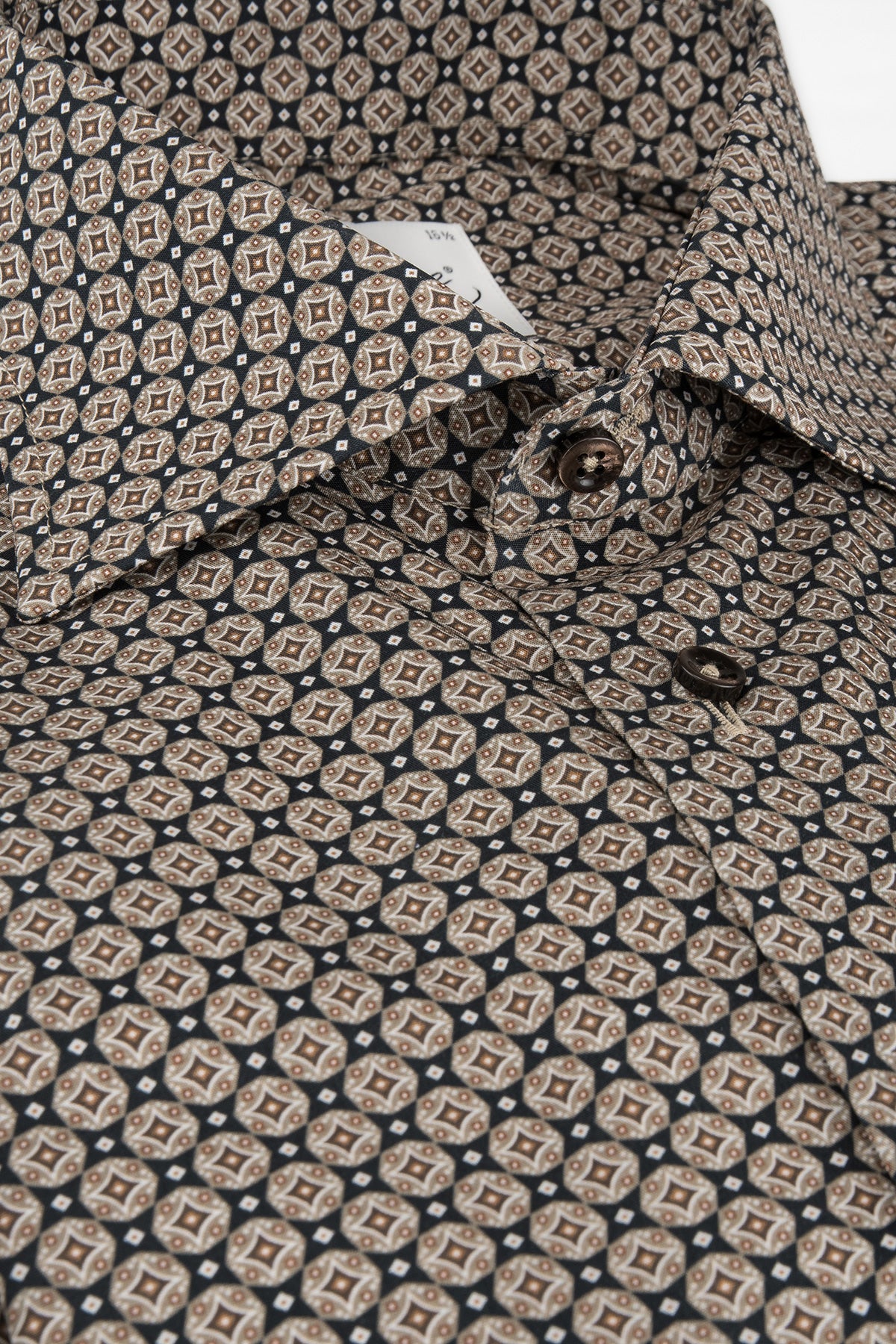 Brown medallion printed regular fit shirt