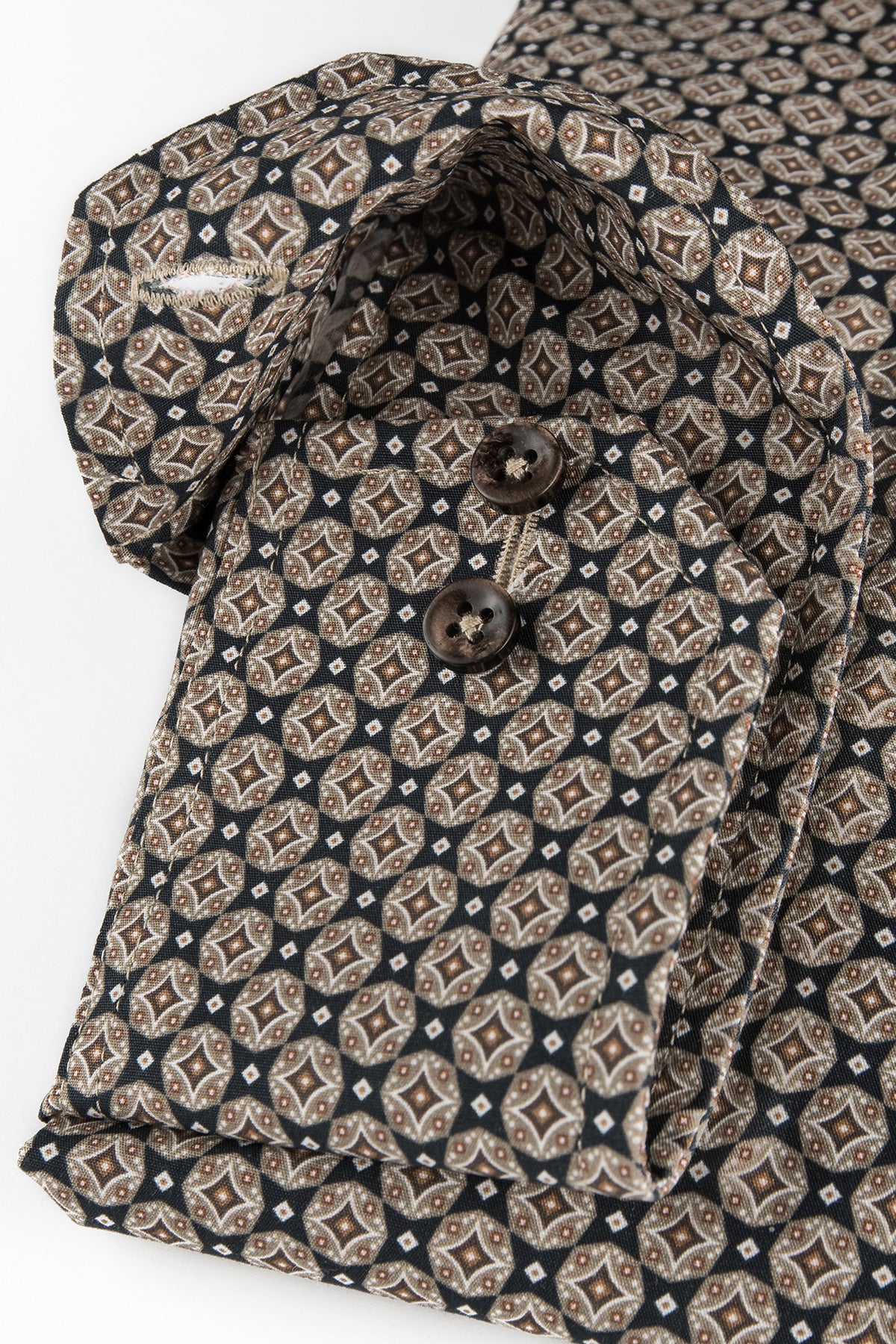 Brown medallion printed regular fit shirt