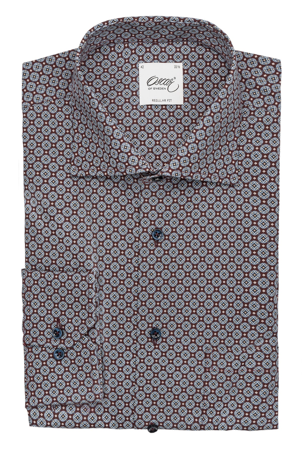 Burgundy medallion printed regular fit shirt