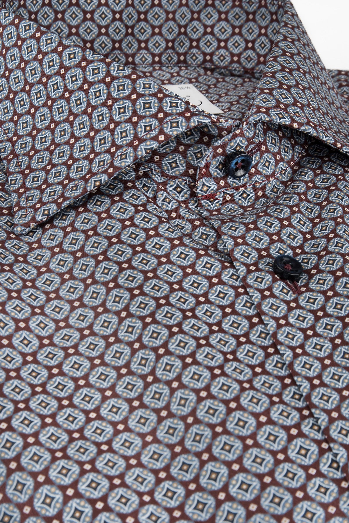 Burgundy medallion printed regular fit shirt