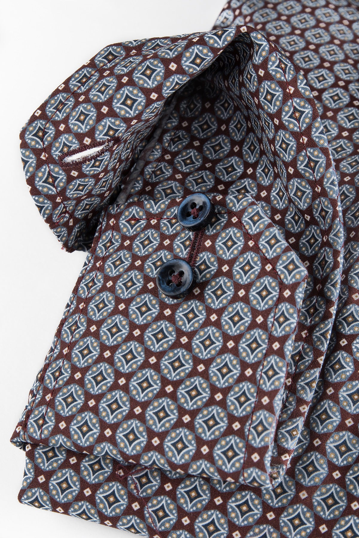 Burgundy medallion printed regular fit shirt