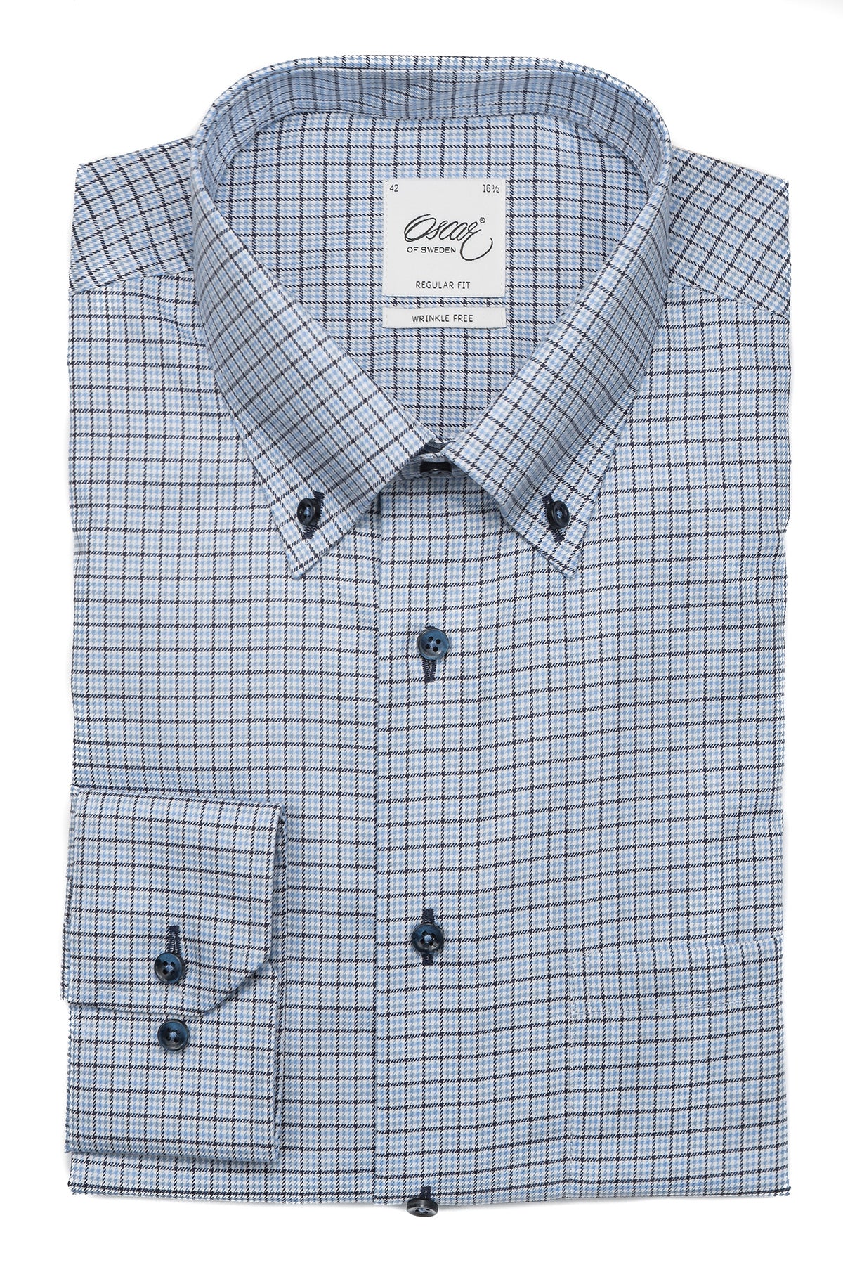 Light blue checked regular fit shirt