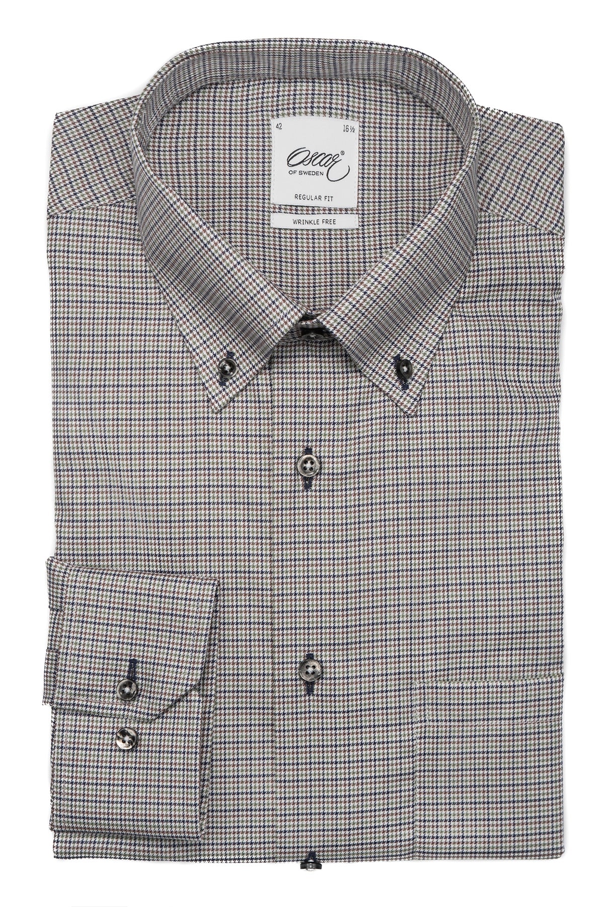 Green checked regular fit shirt