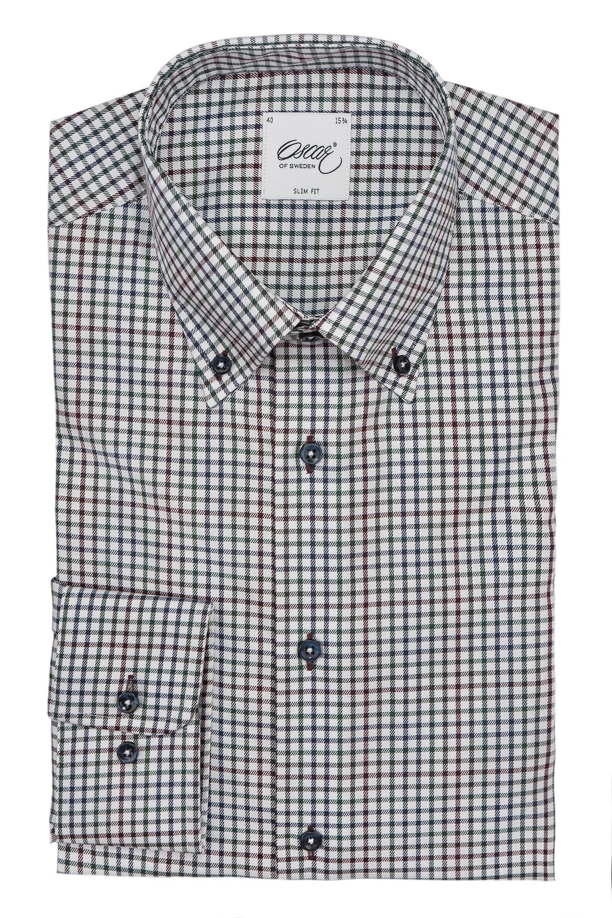 Multi color checked button down slim fit shirt
