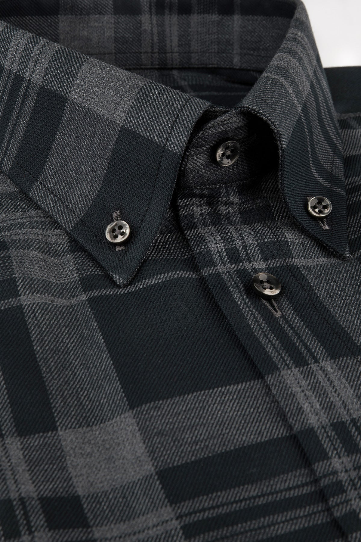 Black checked button down regular fit shirt