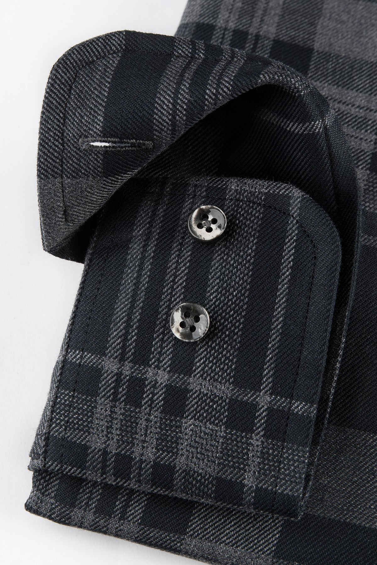 Black checked button down regular fit shirt