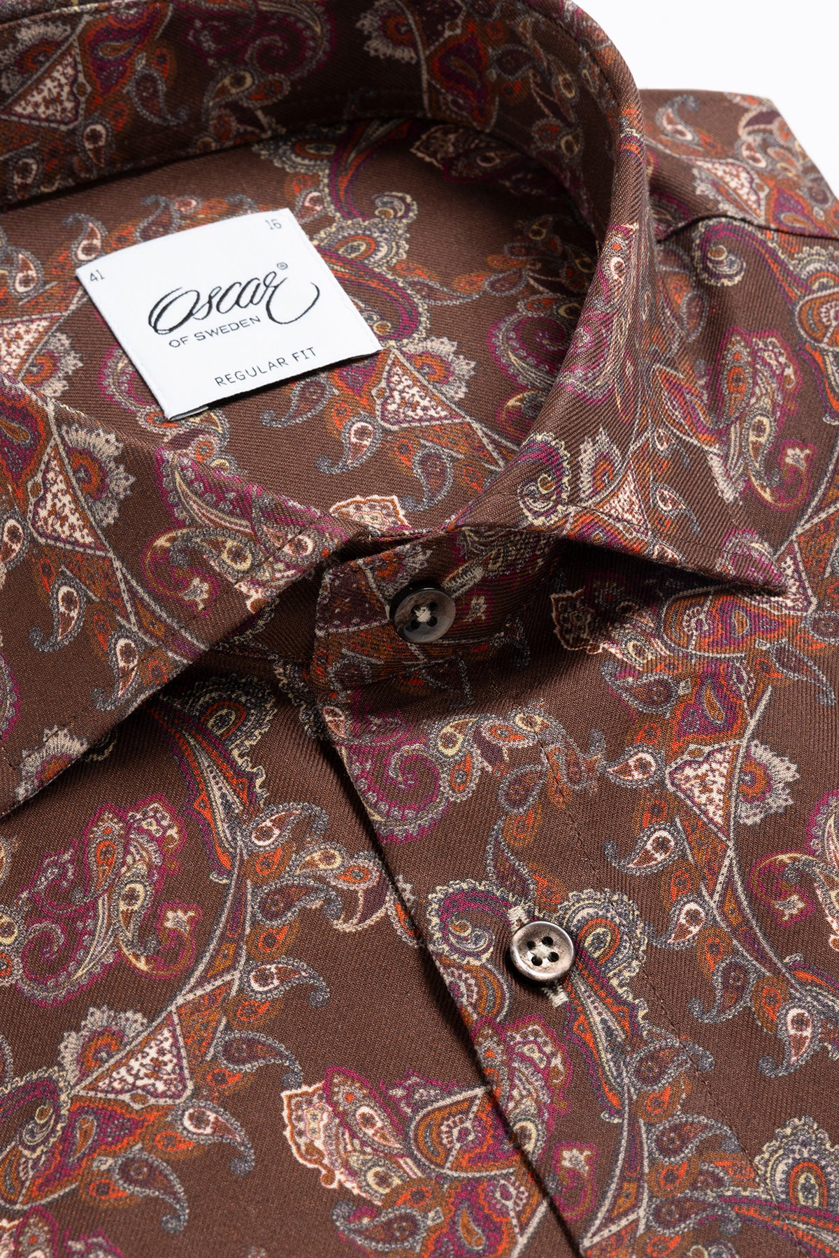 Brown paisley printed regular fit shirt