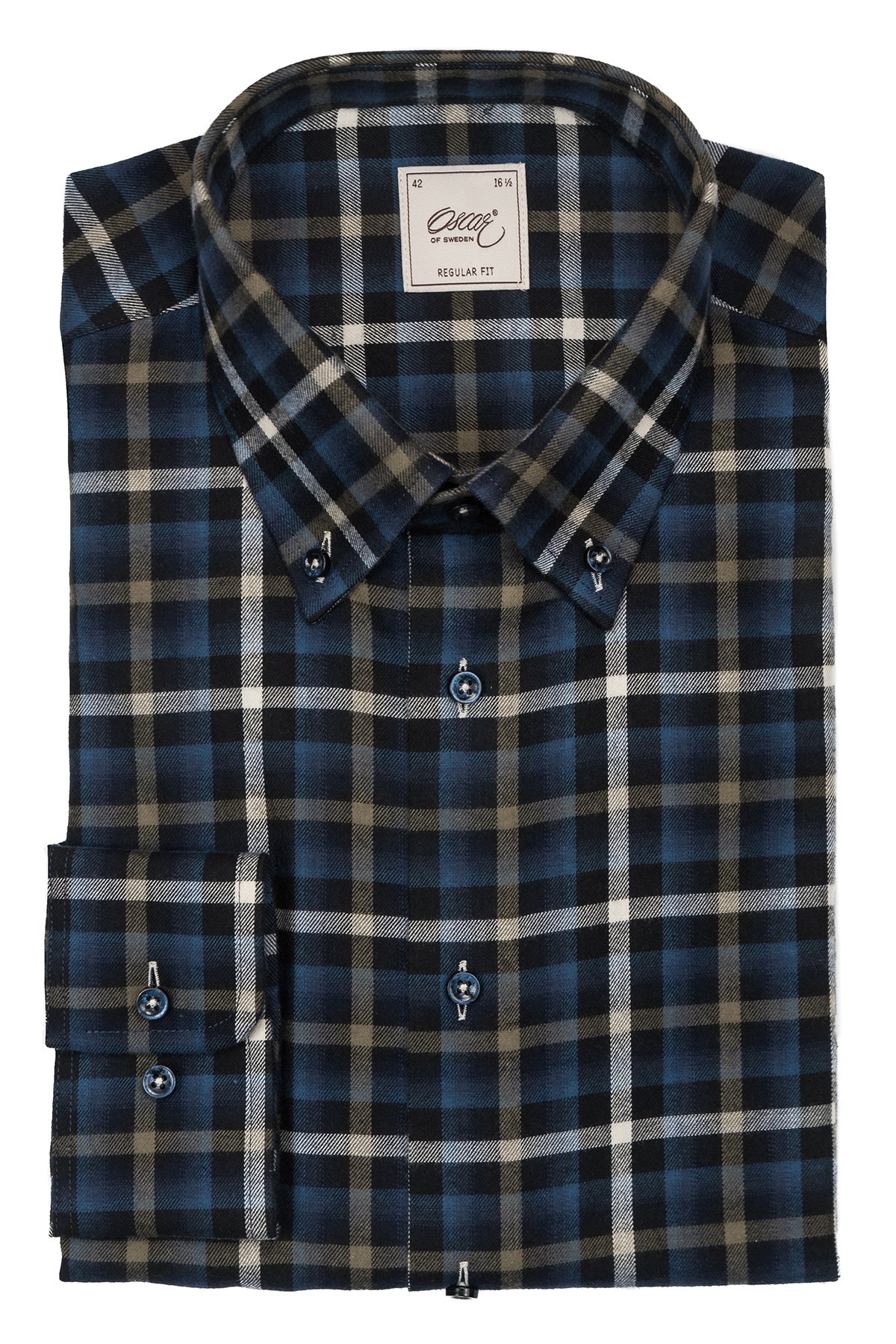 Blue checked regular fit shirt