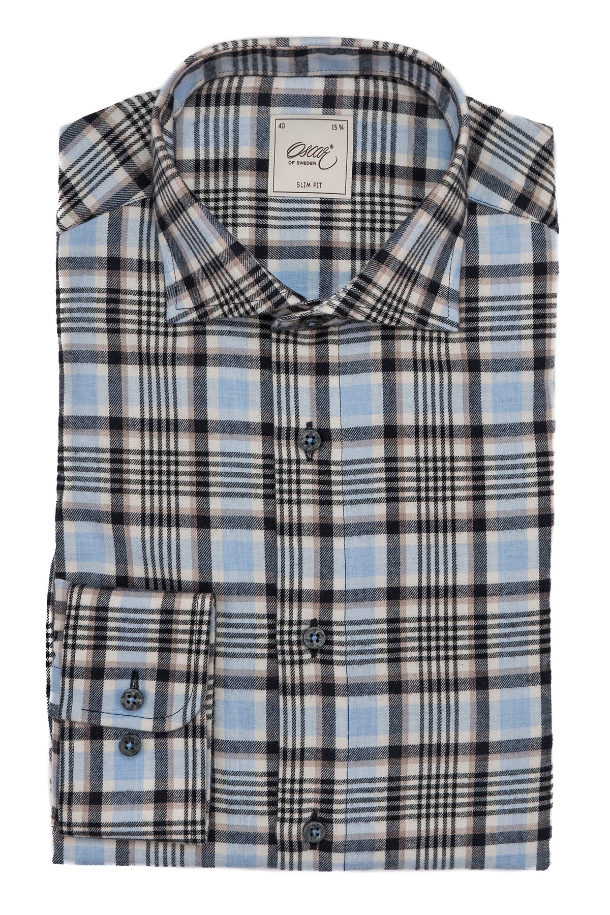 Light blue checked regular fit flannel shirt