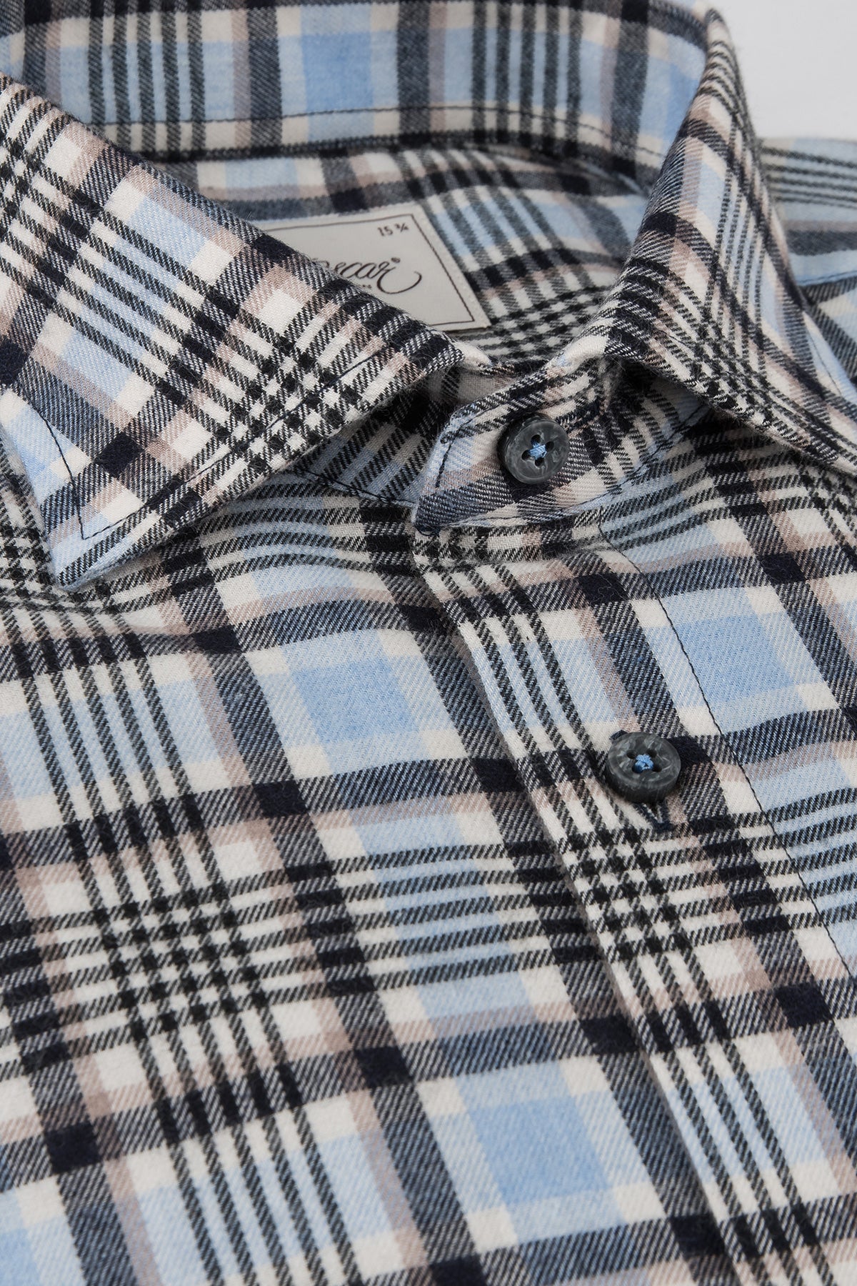 Light blue checked regular fit flannel shirt