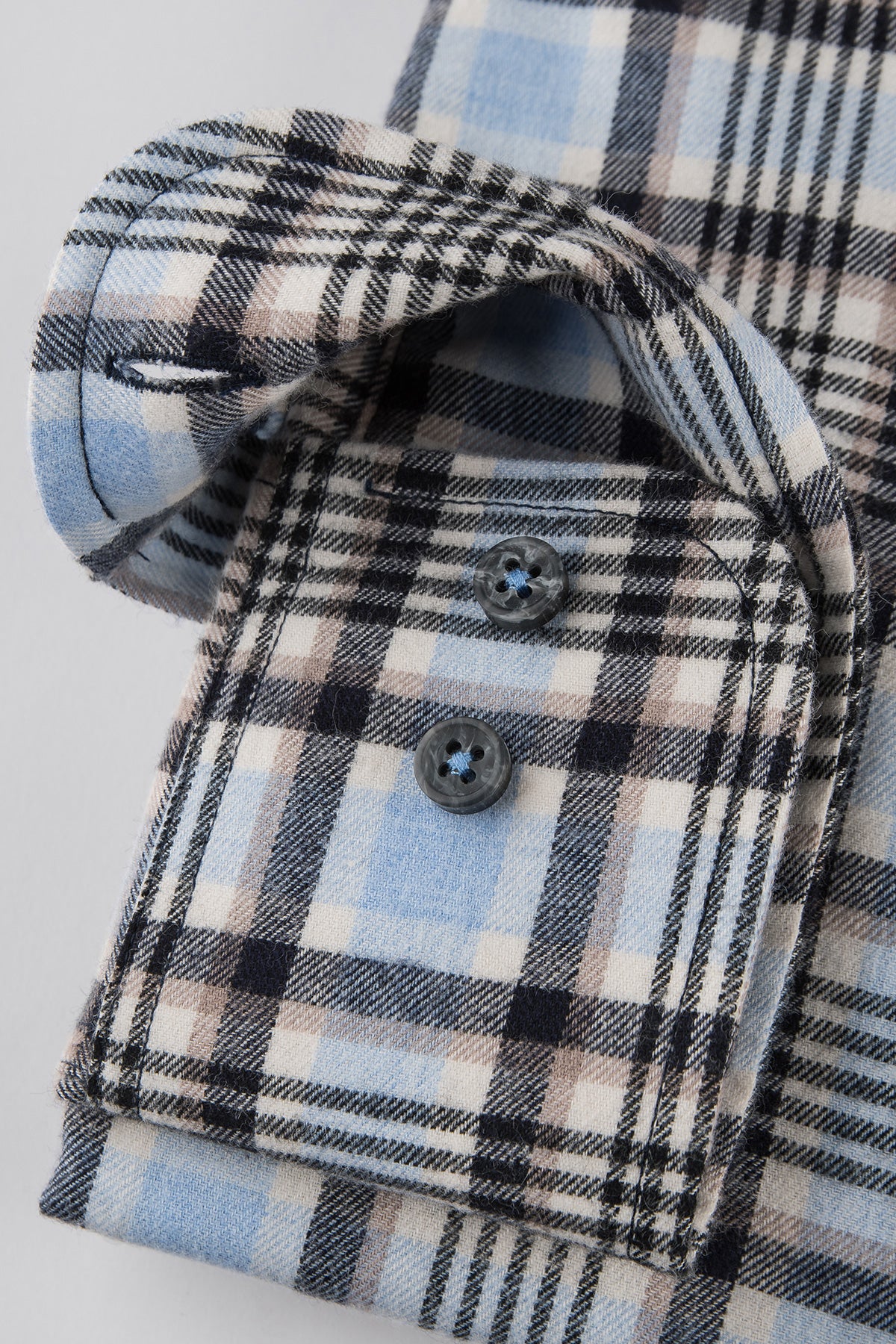 Light blue checked slim fit flannel shirt