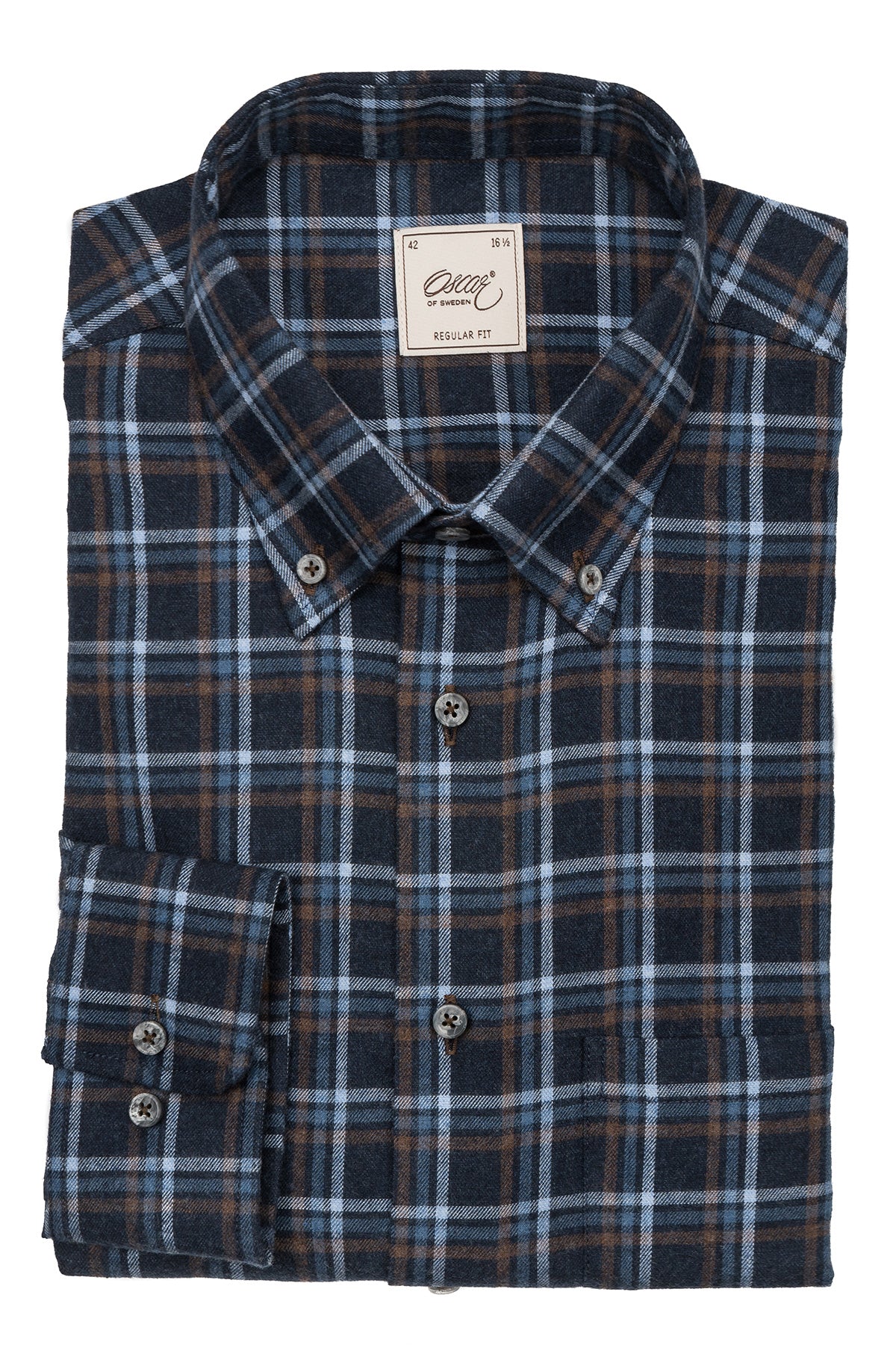 Blue checked regular fit flannel shirt
