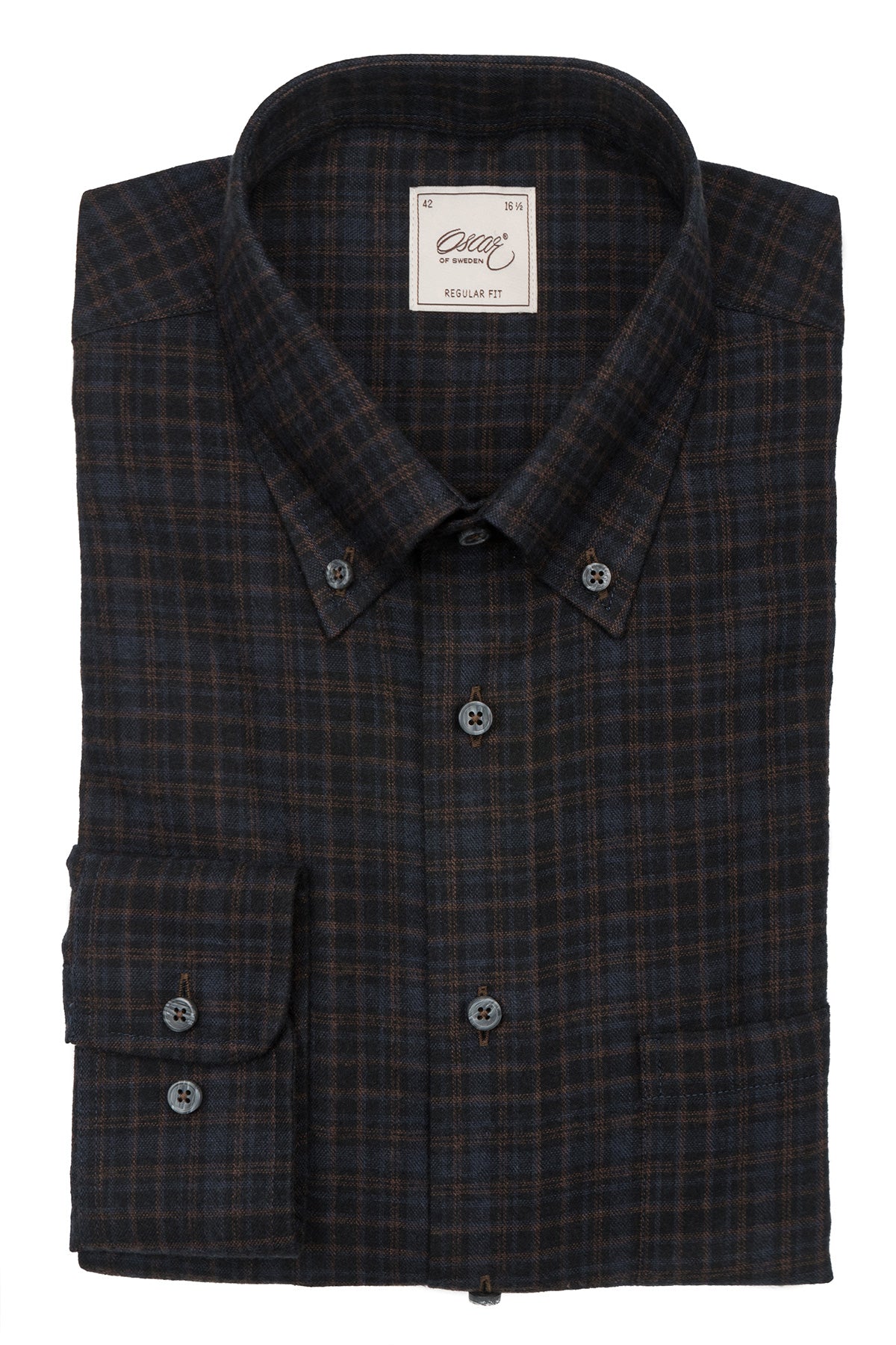 Brown checked flannel shirt regular fit