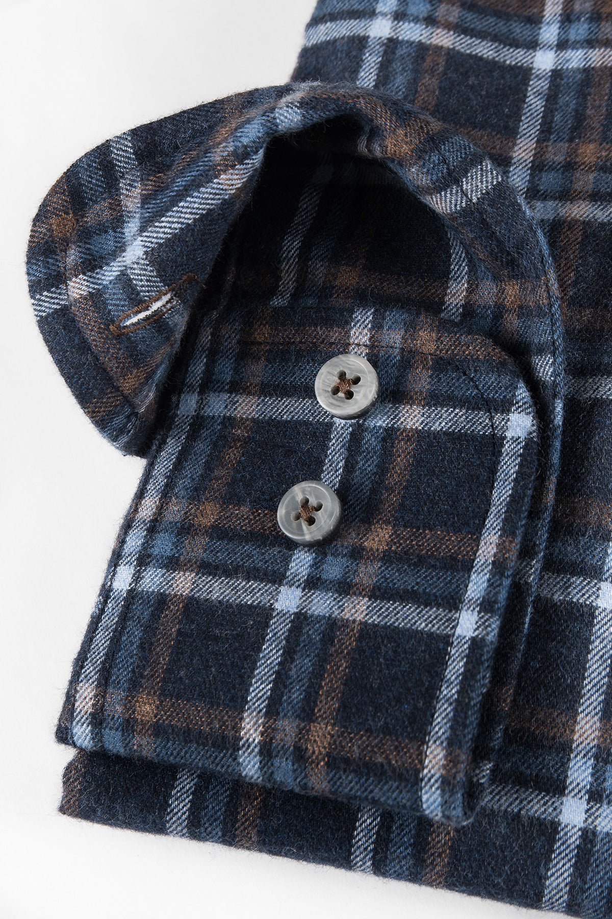 Blue checked slim fit flannel shirt