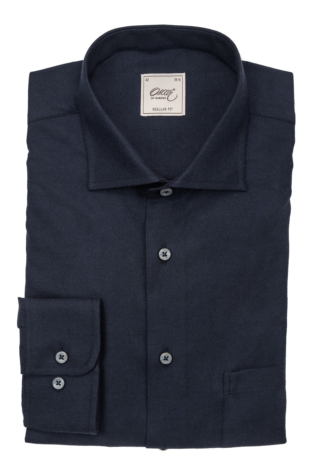 Navy blue regular fit flannel shirt