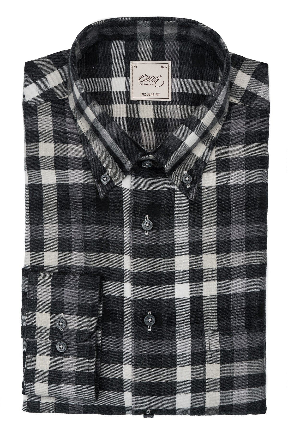 Black checked regular fit flannel shirt