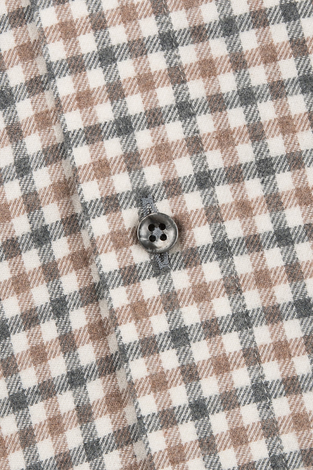 Beige checked regular fit flannel shirt