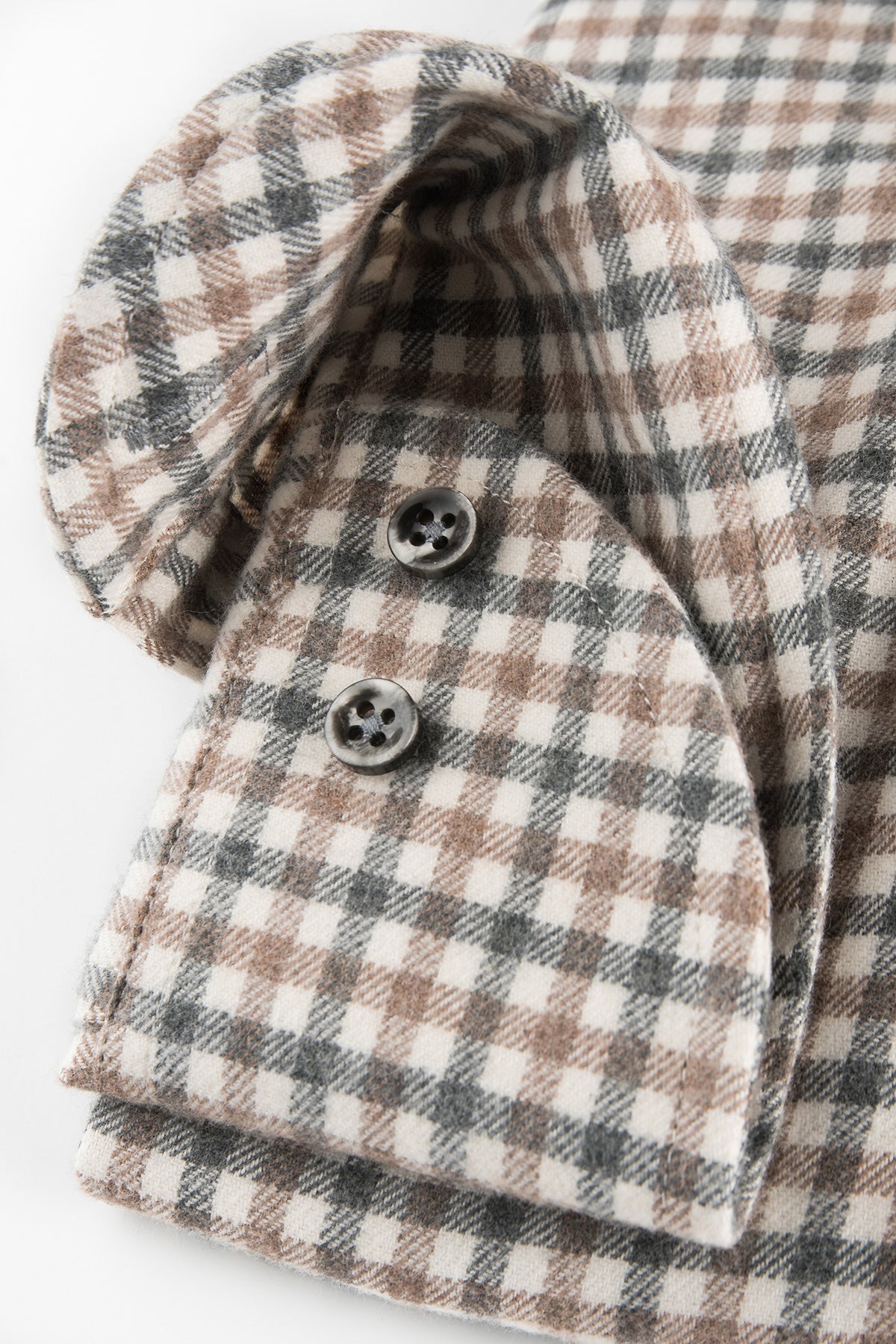 Beige checked regular fit flannel shirt