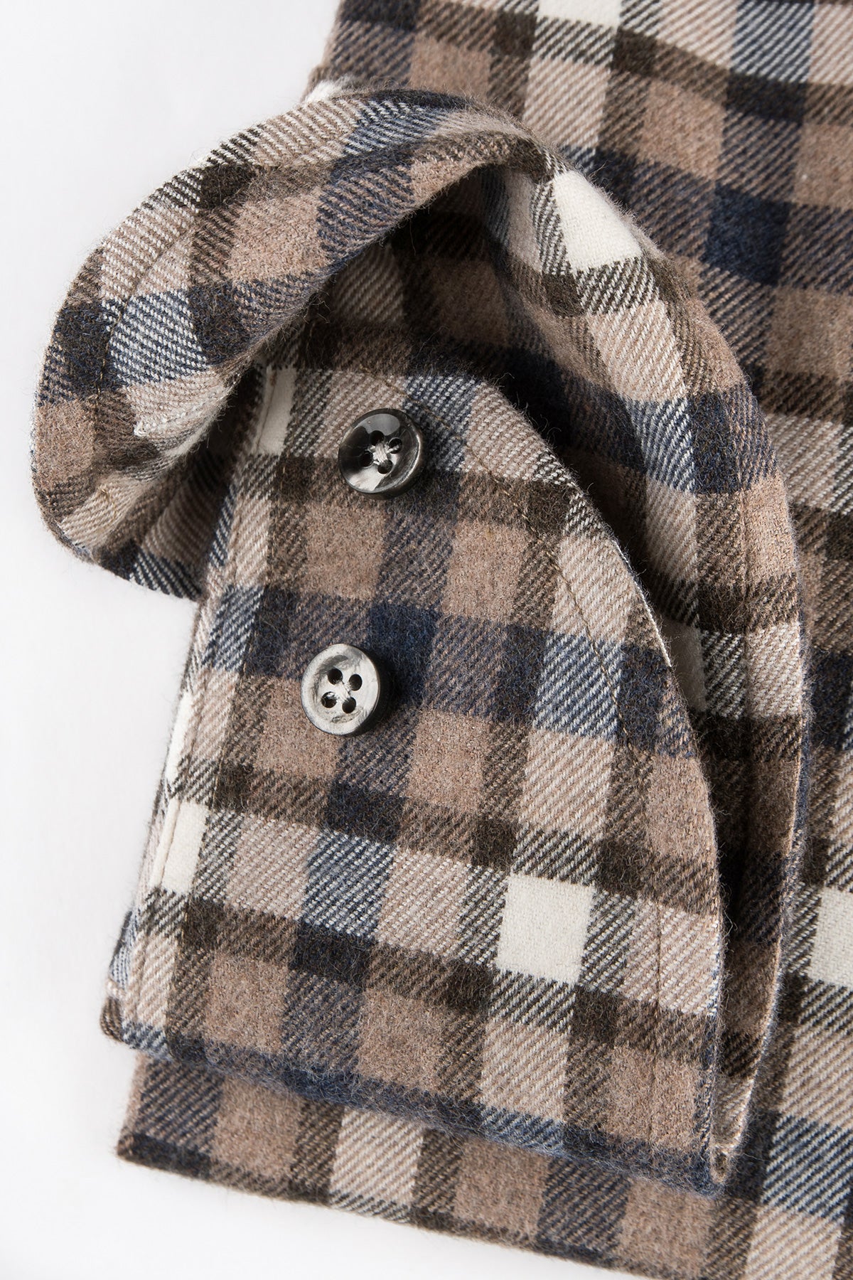 Brown checked regular fit flannel shirt