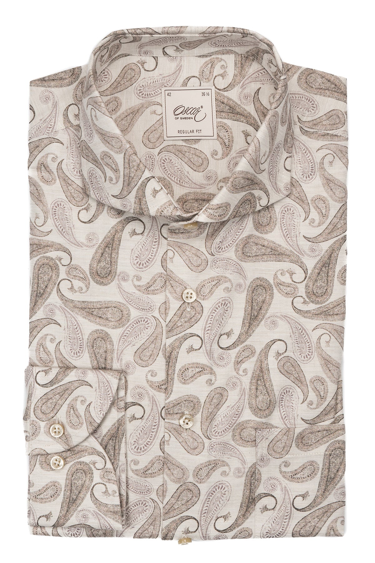 Beige paisley printed regular fit shirt