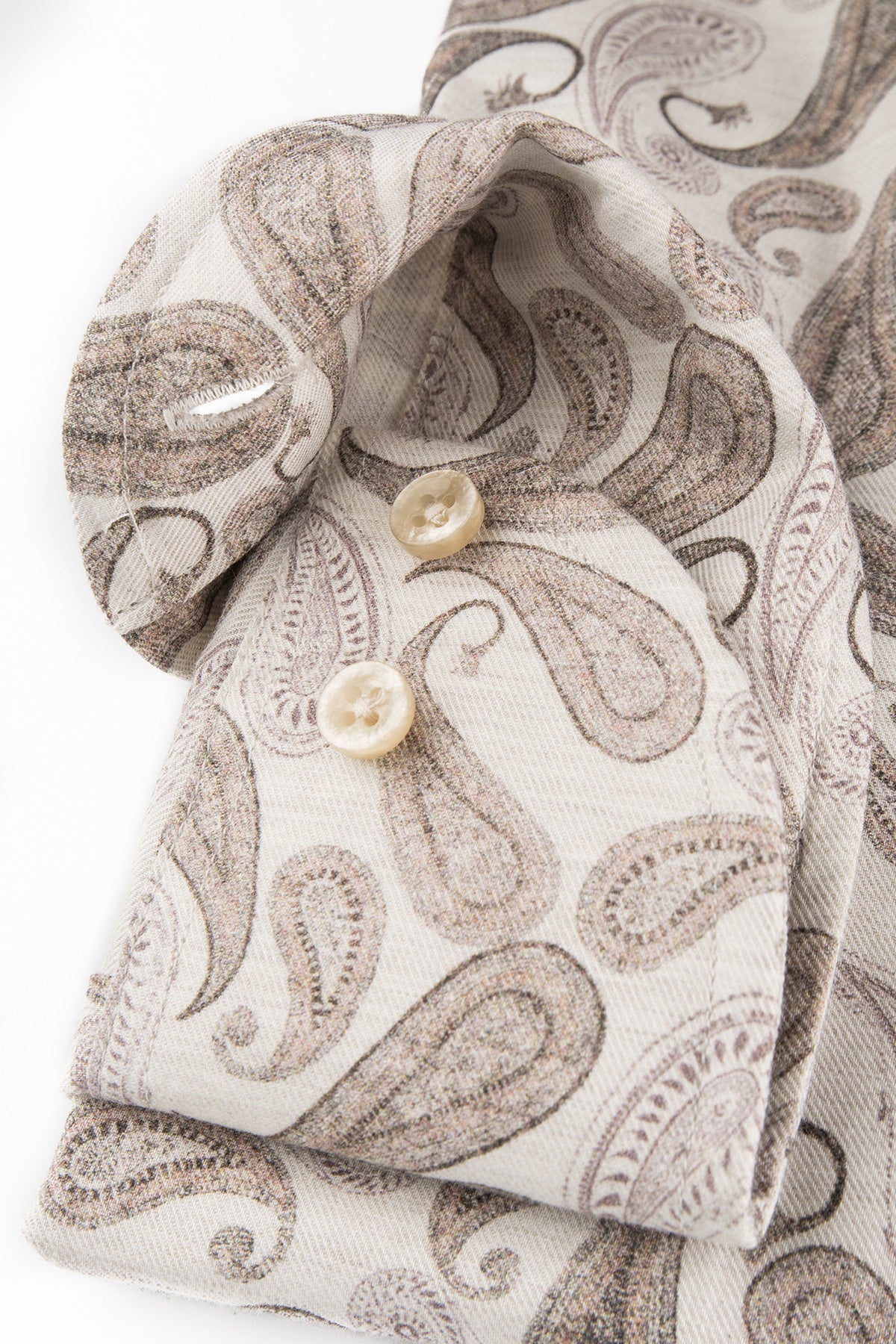 Beige paisley printed regular fit shirt