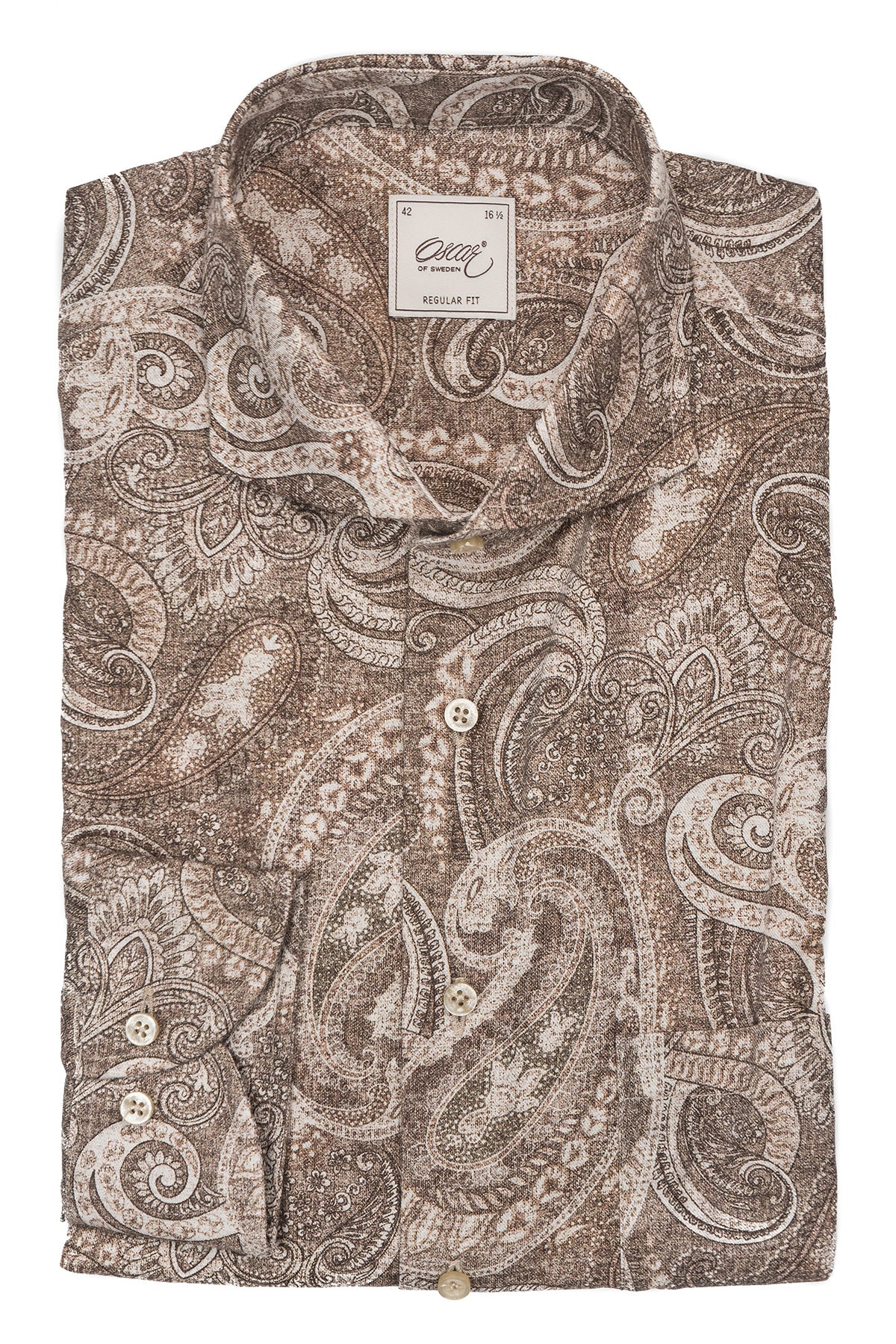 Brown paisley printed regular fit shirt