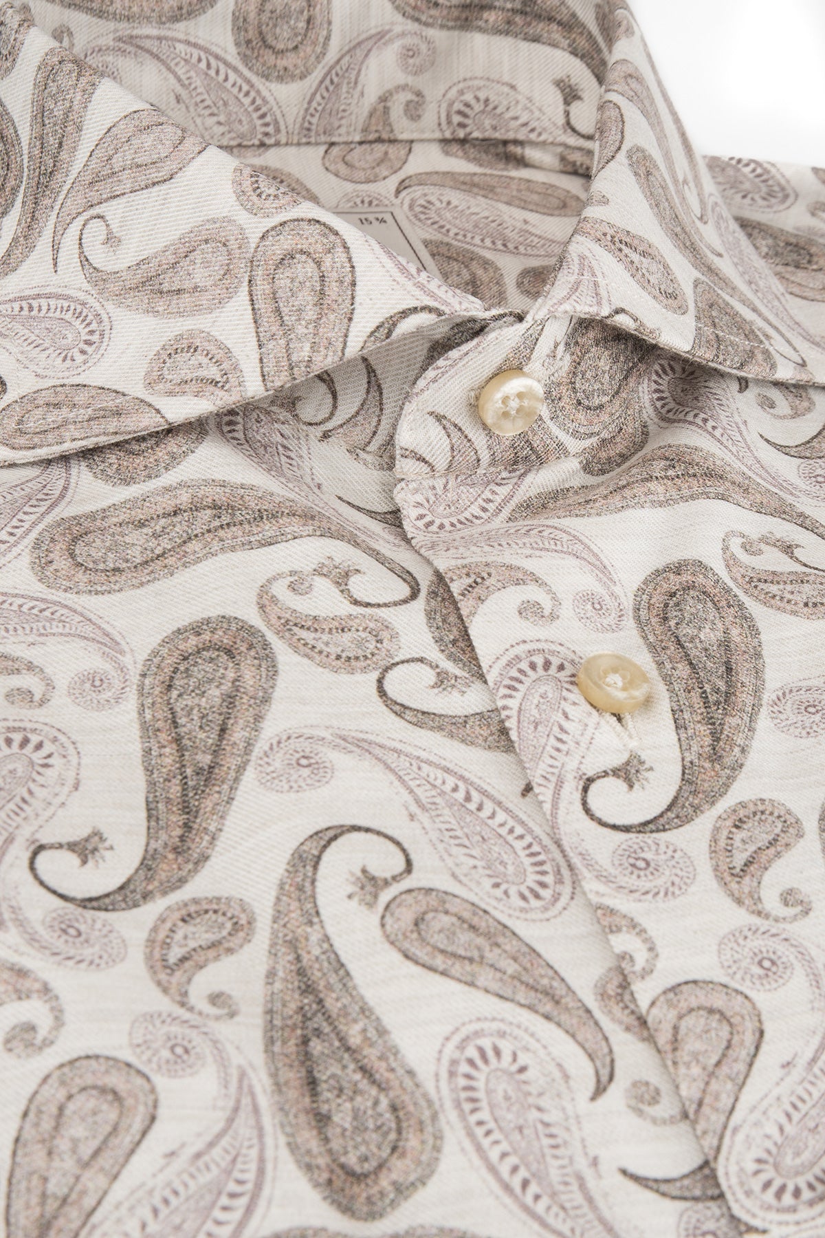 Beige paisley printed slim fit shirt