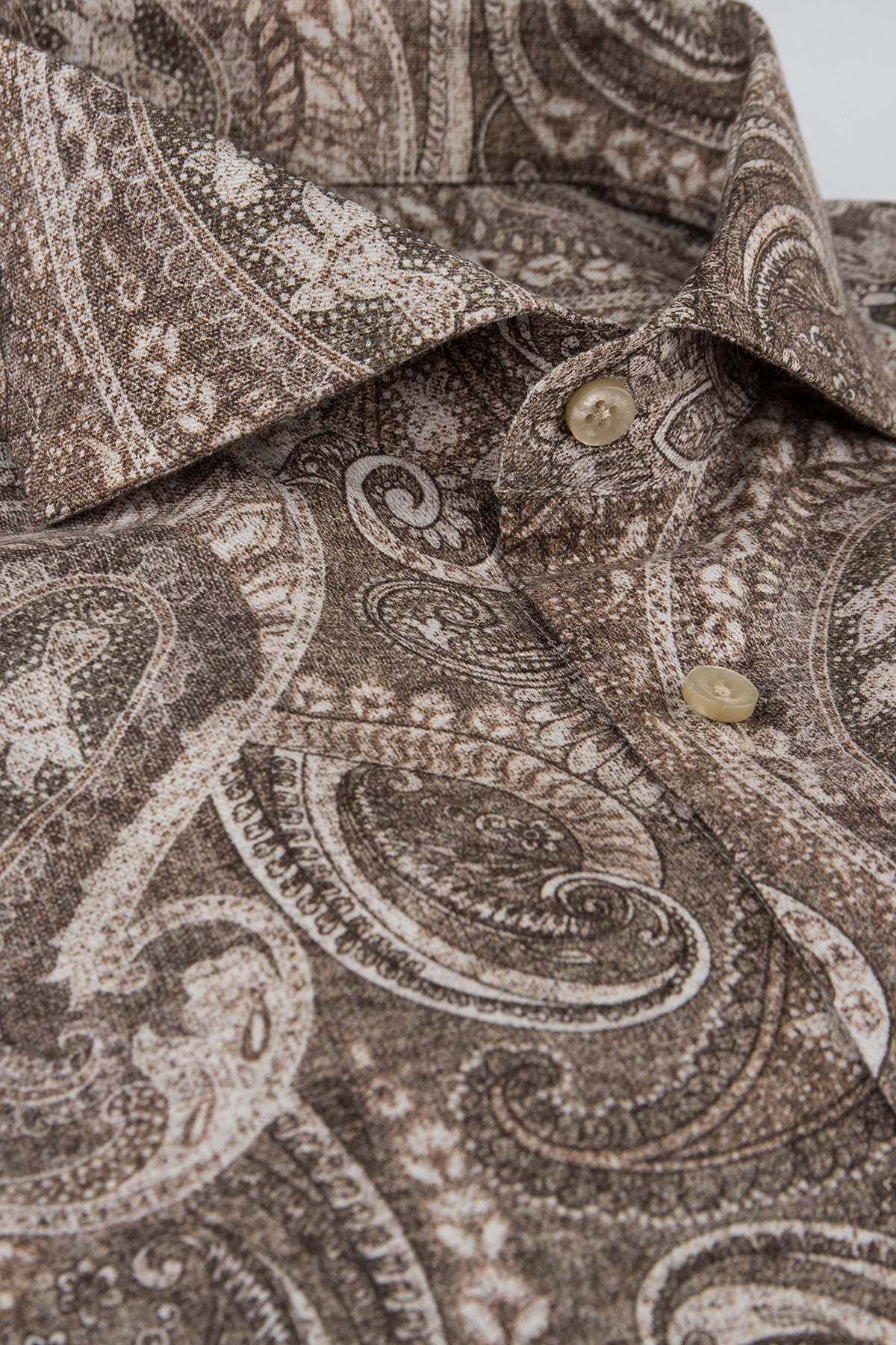 Brown paisley printed slim fit shirt