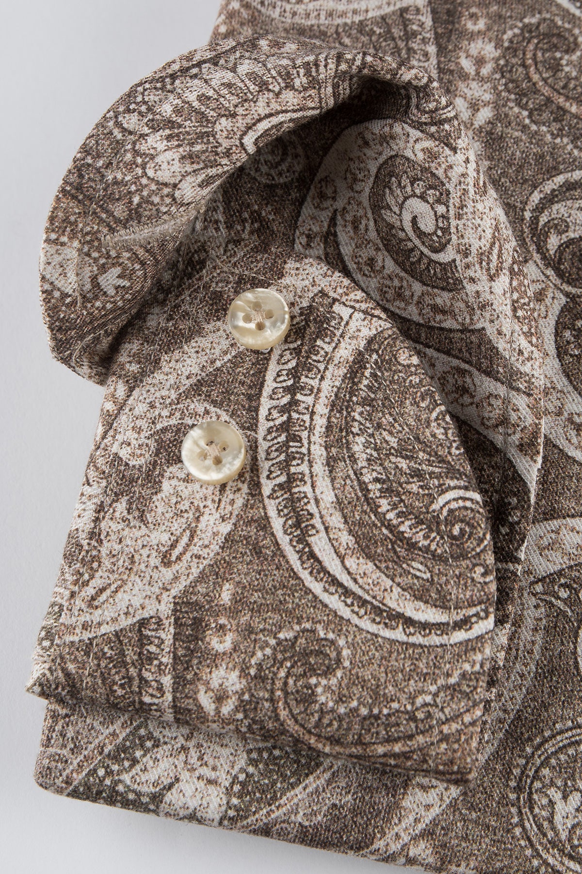 Brown paisley printed slim fit shirt