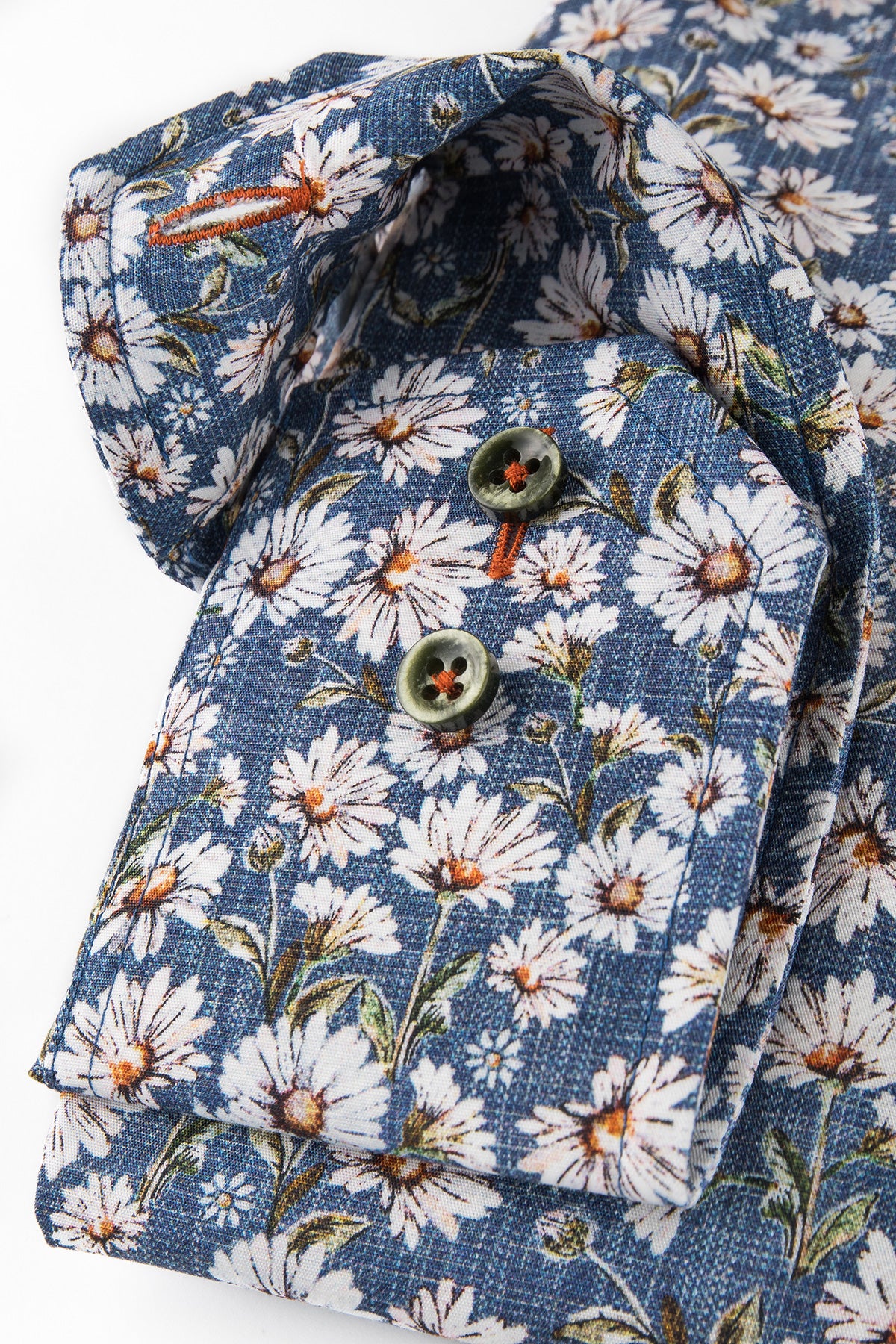 Blue flower printed regular fit shirt