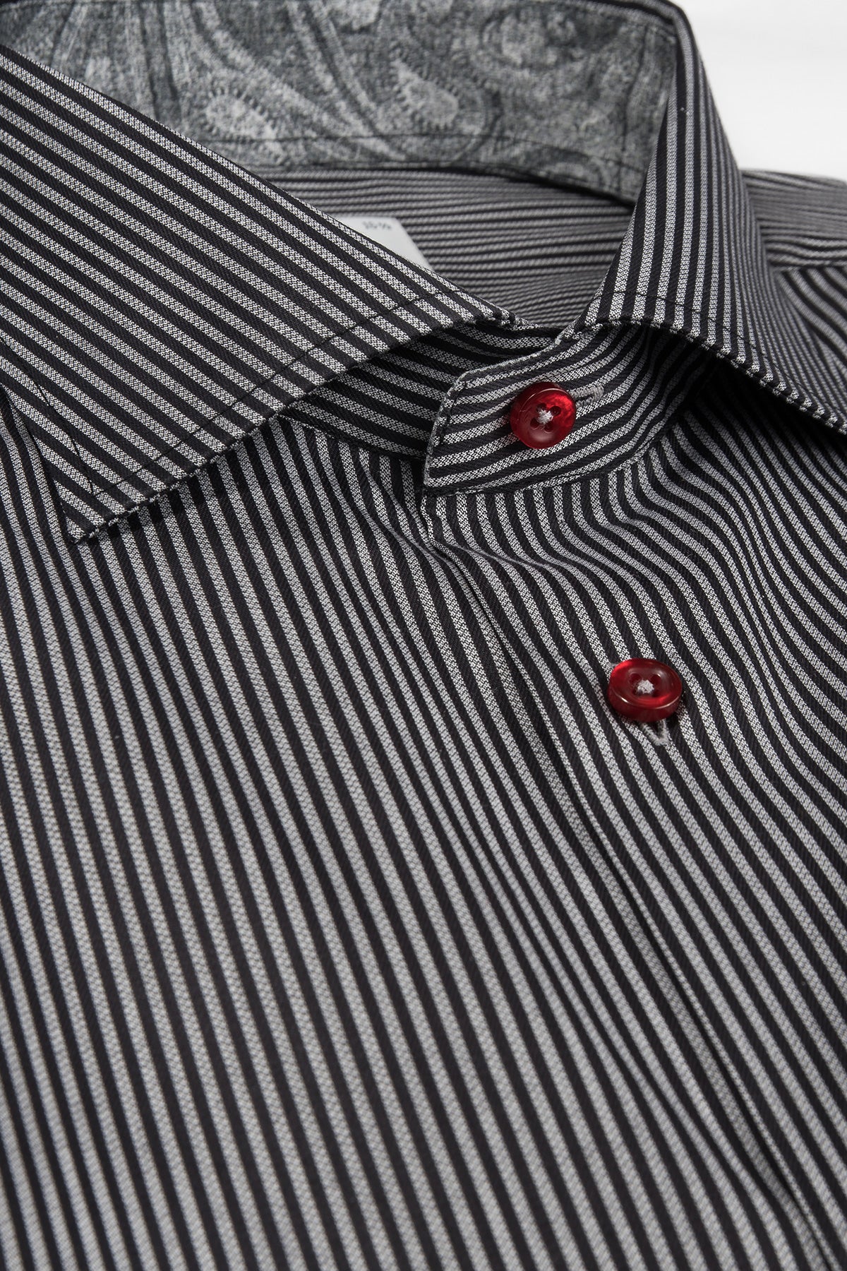 Black striped regular fit shirt with contrast details