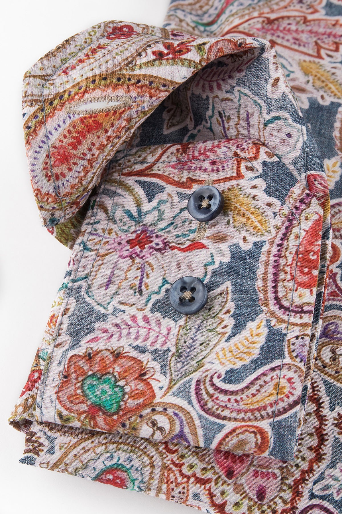 Blue paisley printed regular fit shirt