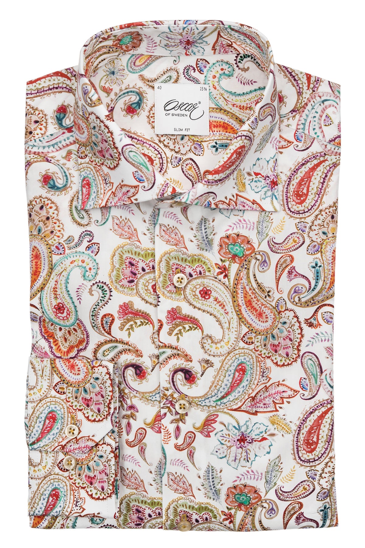 White paisley printed slim fit shirt