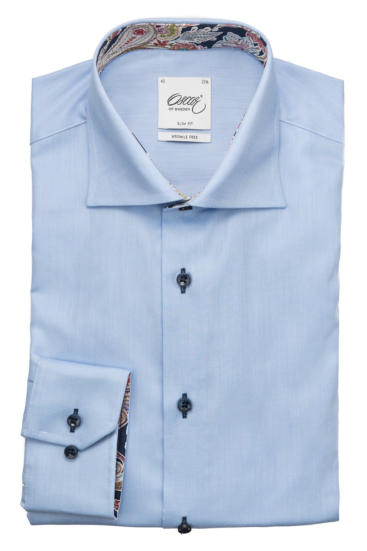 Light blue slim fit shirt with contrast details