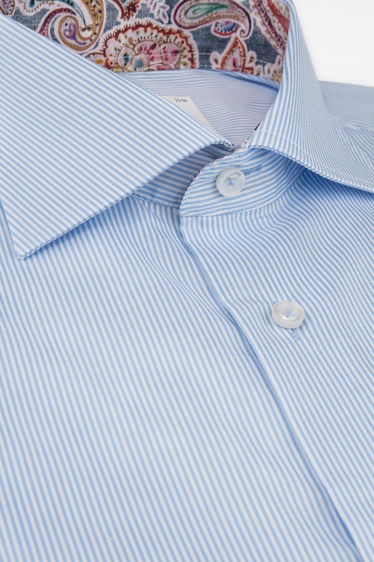 Light blue striped regular fit shirt with contrast details