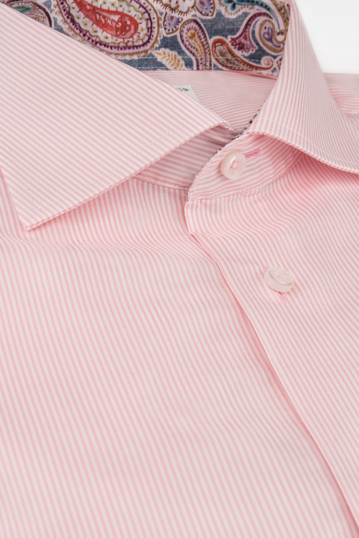 Pink striped regular fit shirt with contrast details