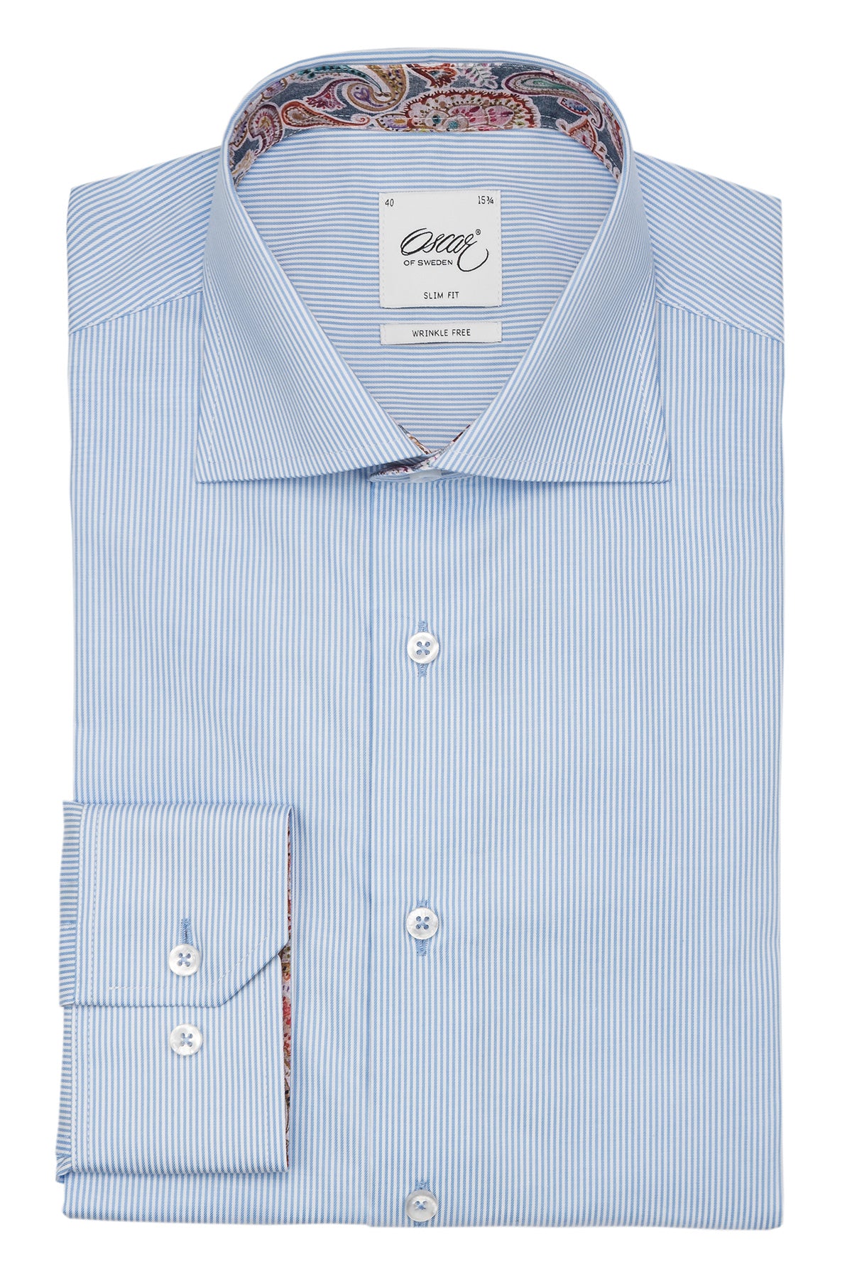 Light blue striped slim fit shirt with contrast details