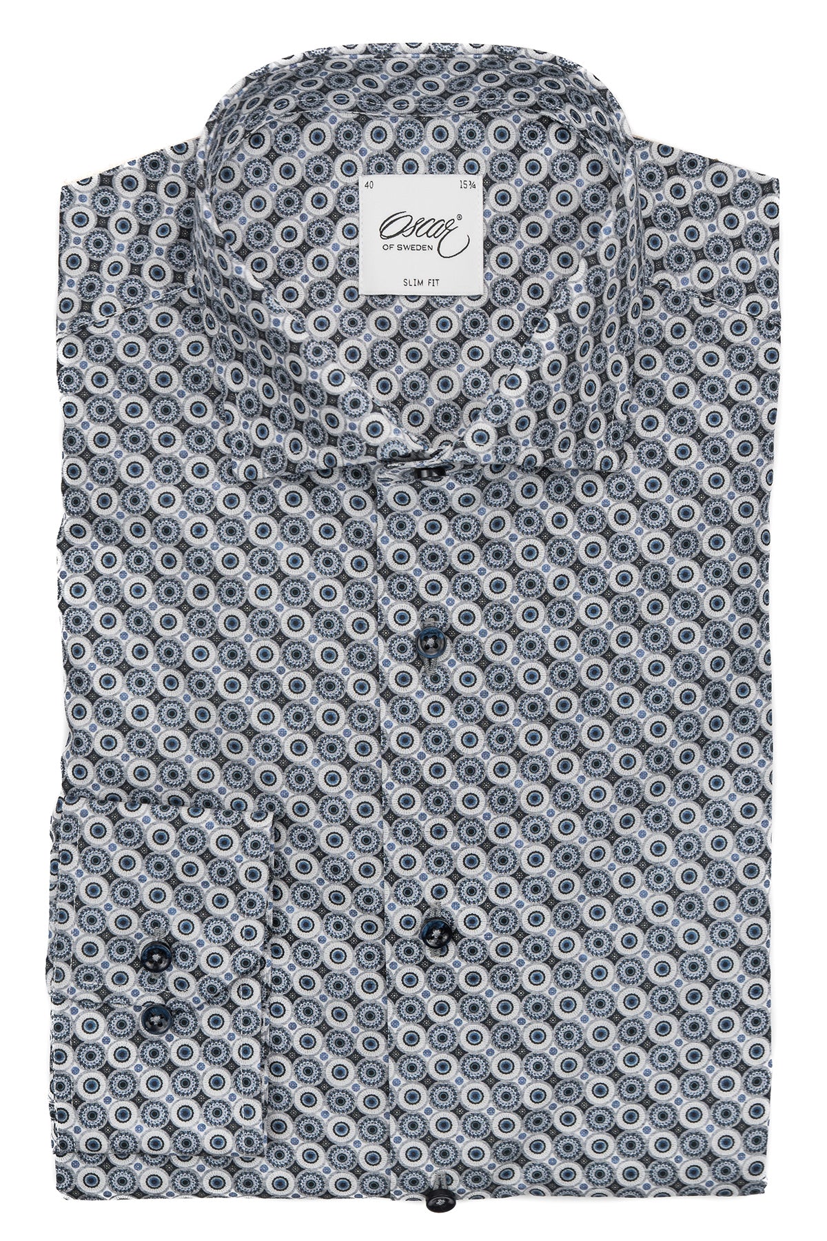 Blue printed slim fit shirt