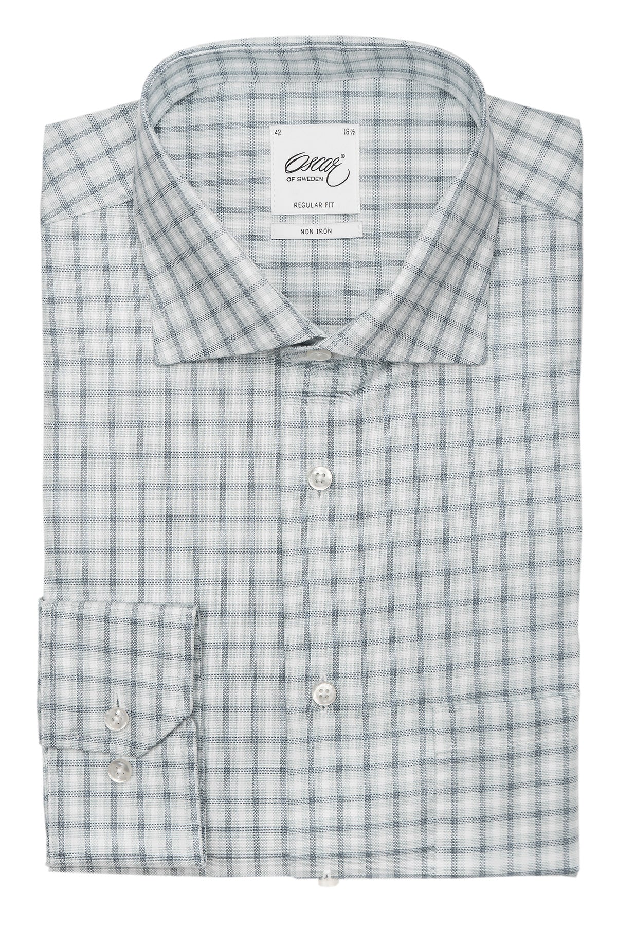 Green checked regular fit shirt