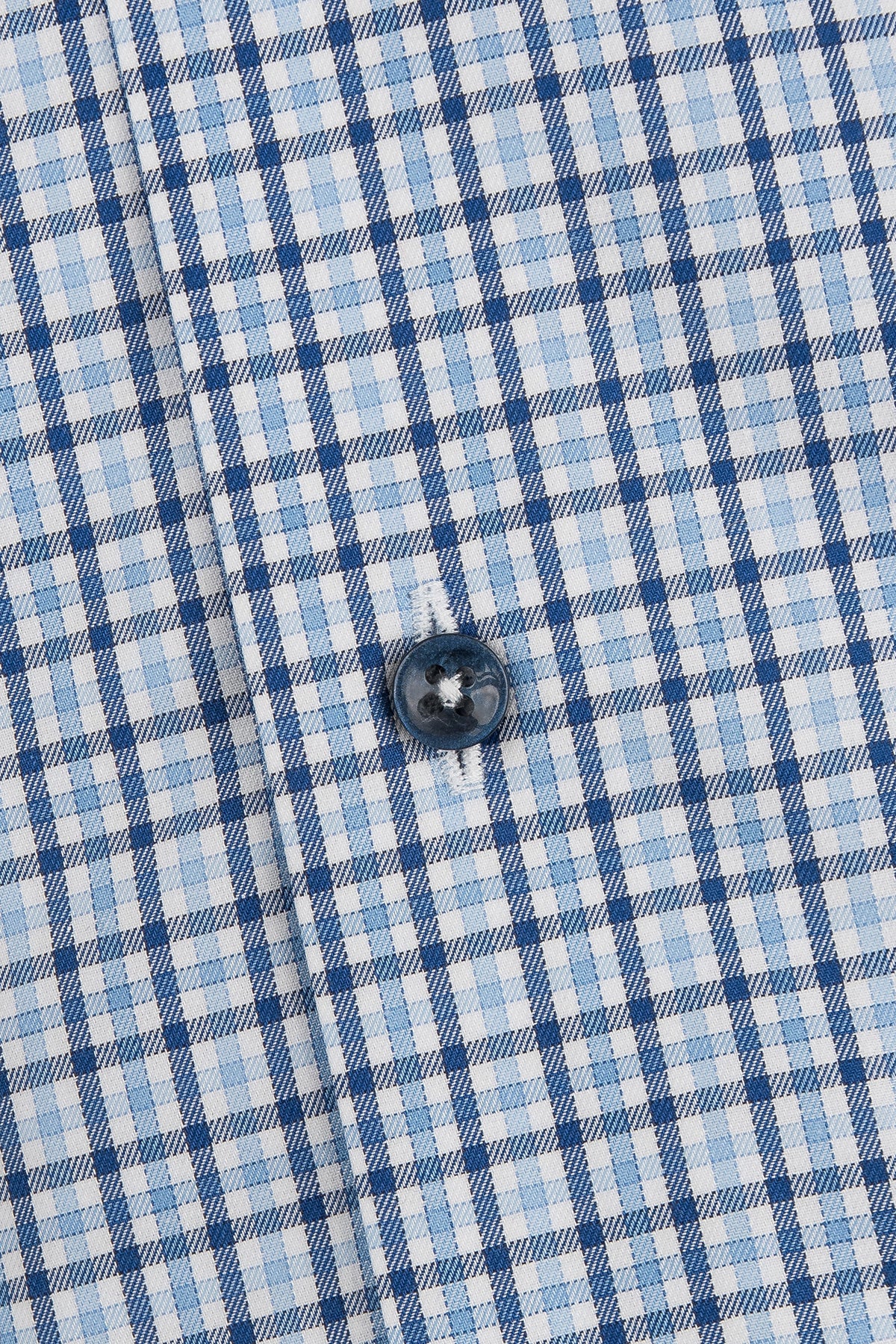 Light blue checked button down regular fit shirt