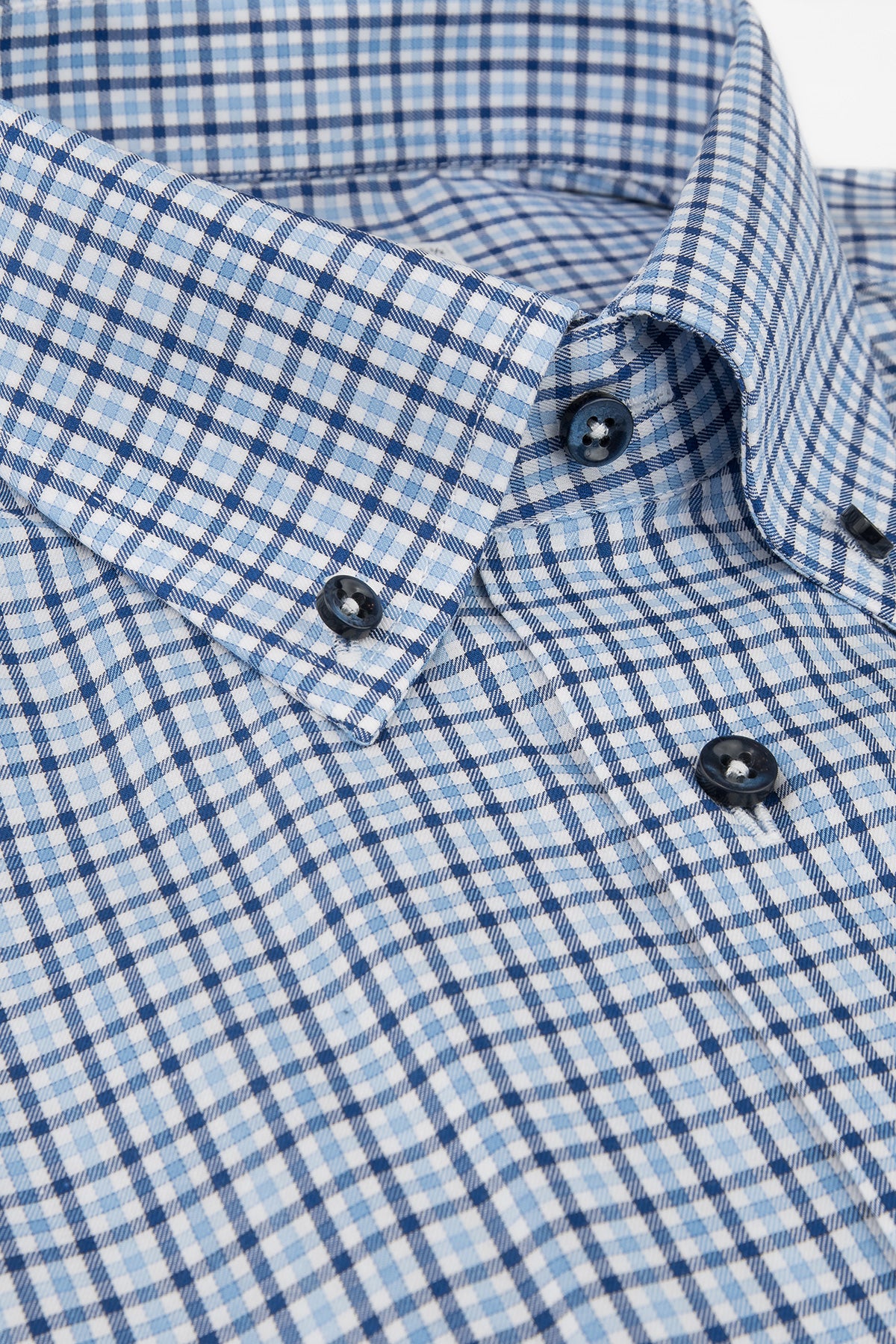 Light blue checked button down shirt regular fit