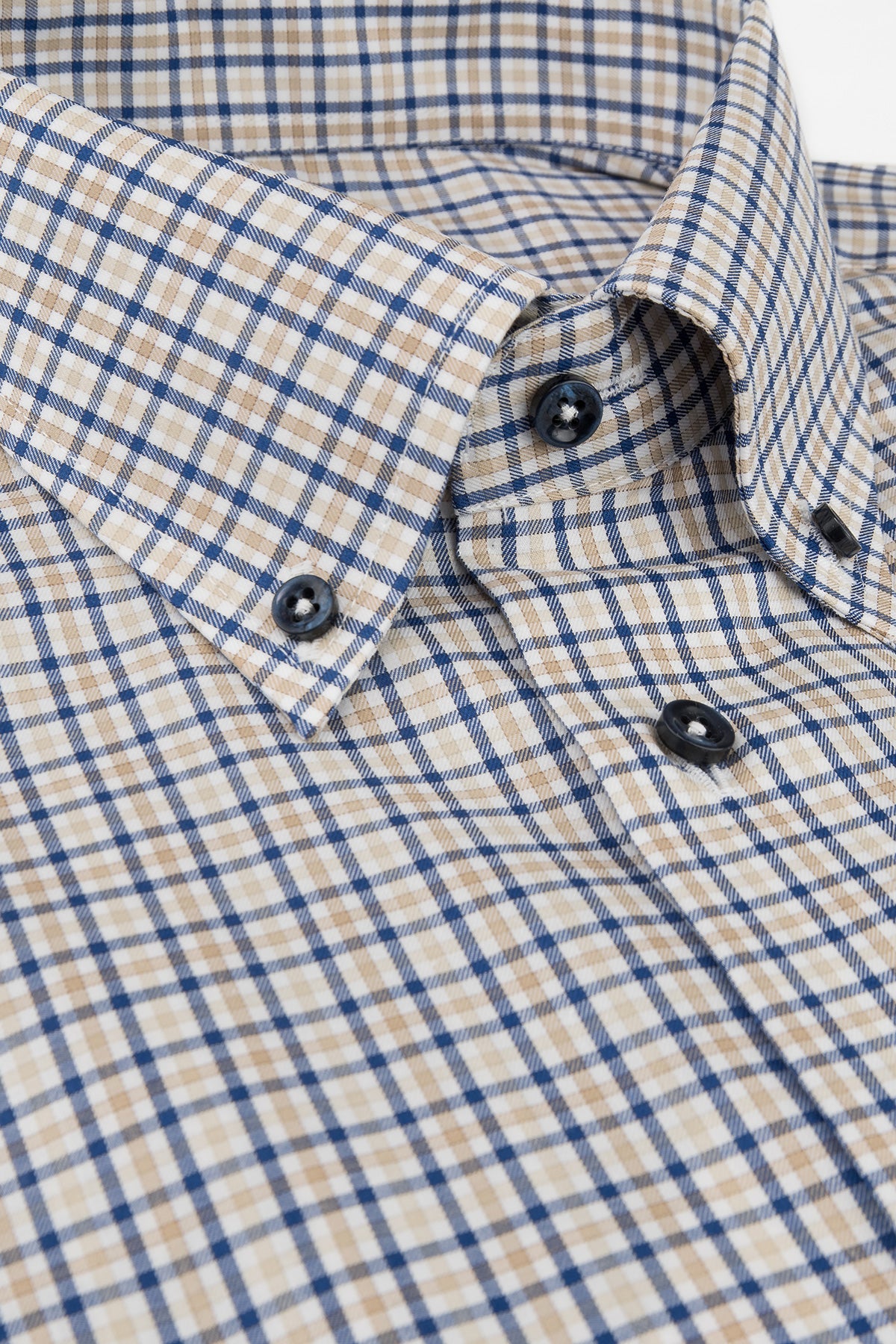 Blue checked button down regular fit shirt