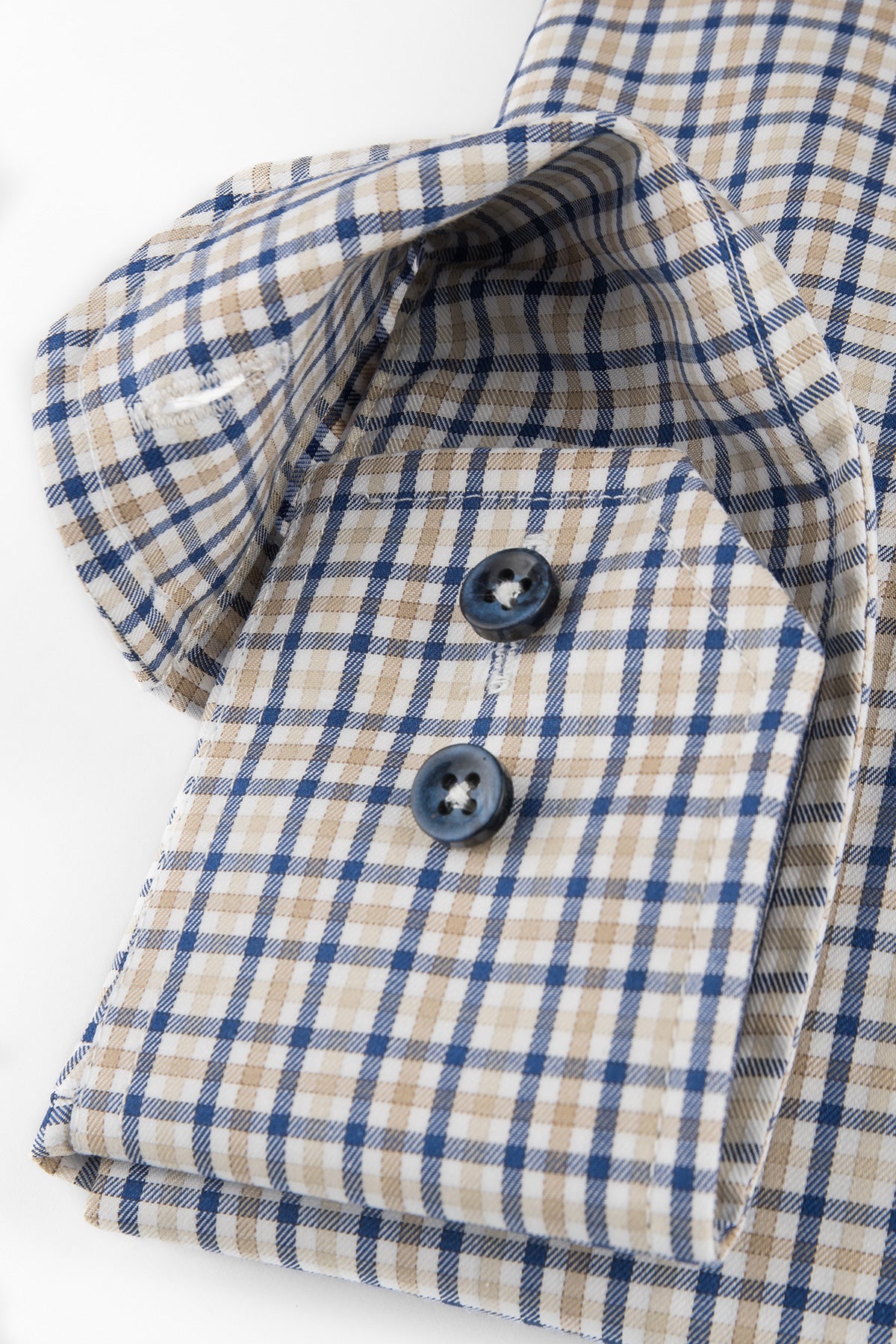 Blue checked button down regular fit shirt