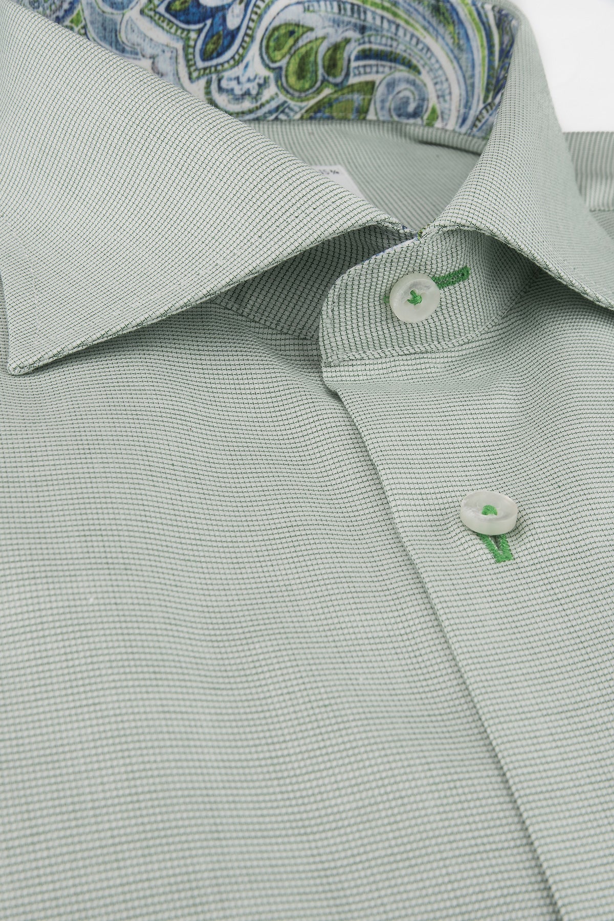 Green regular fit shirt with contrast details