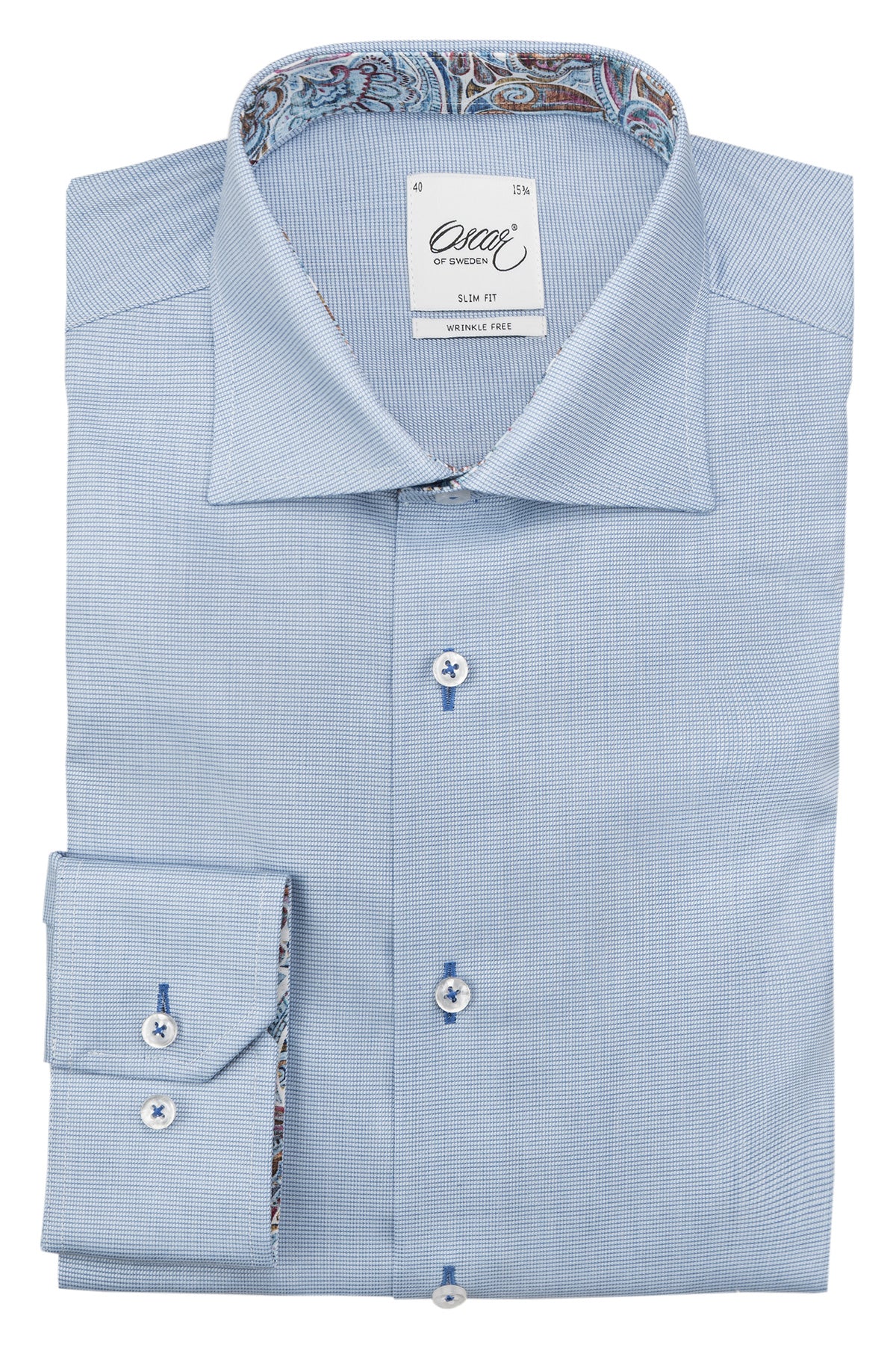 Blue slim fit shirt with contrast details