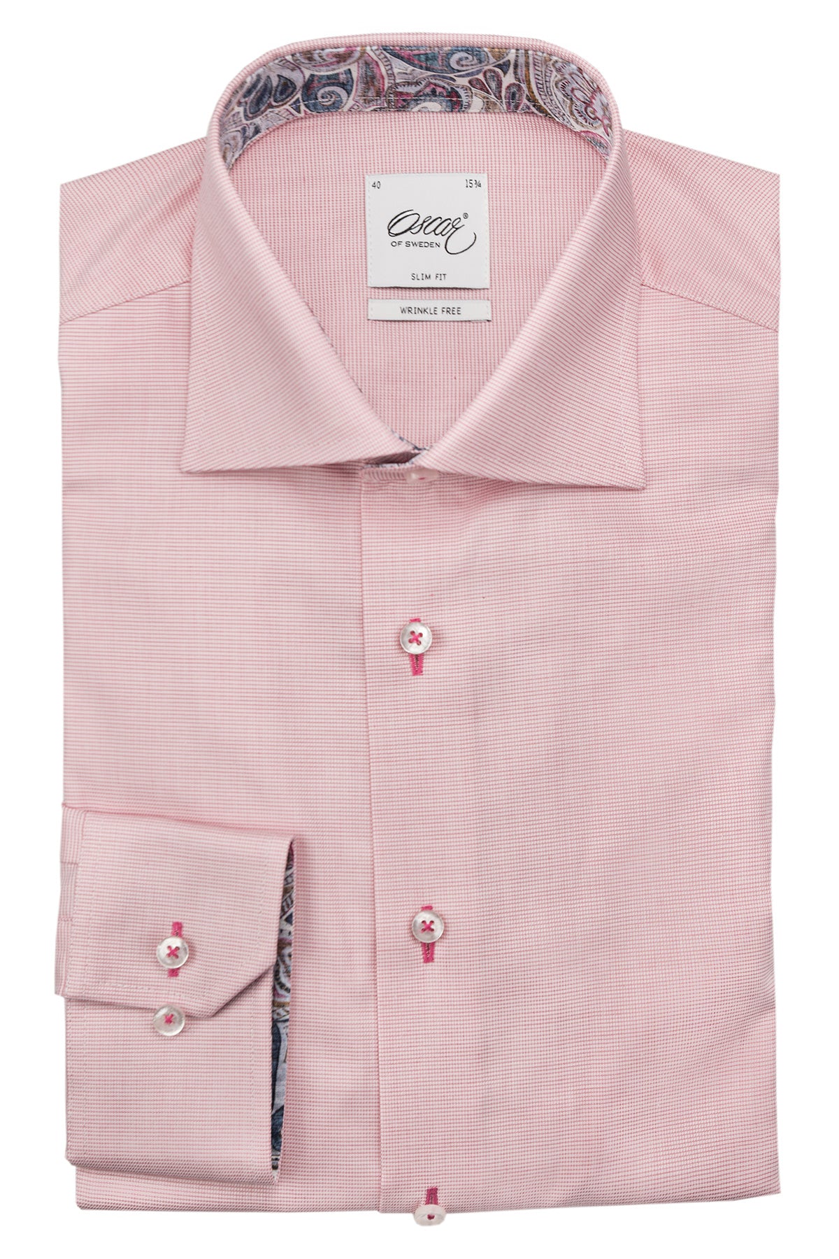 Pink shirt with contrasting details, slim fit
