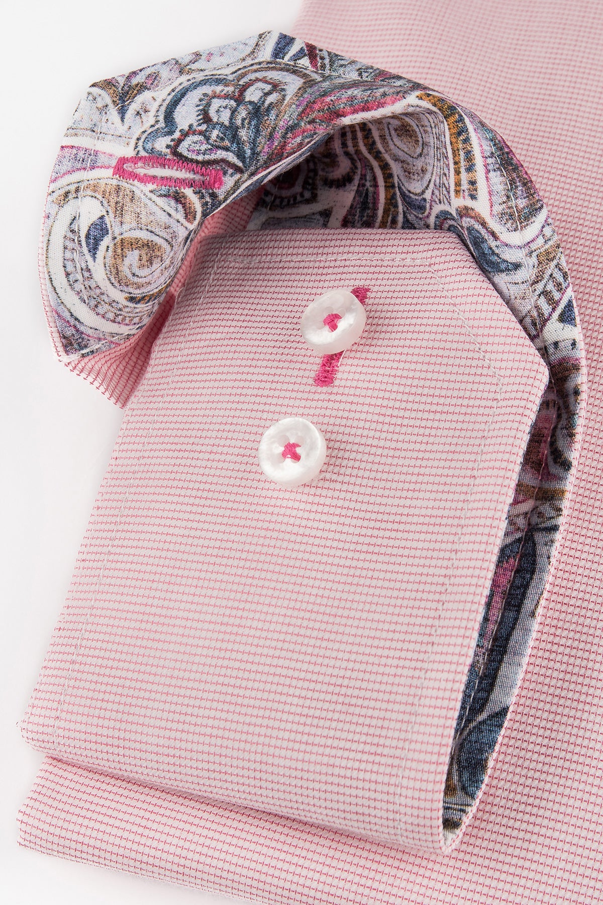 Pink slim fit shirt with contrast details