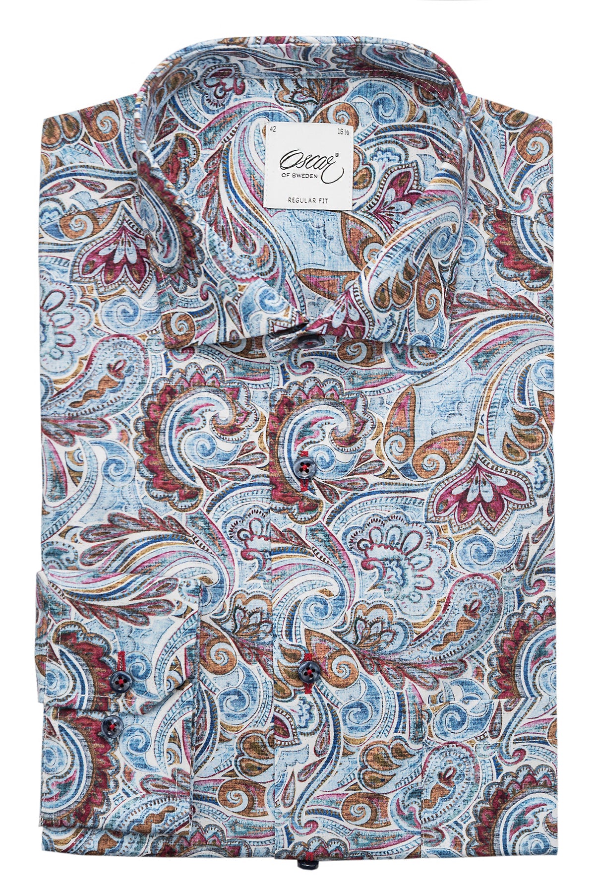 Blue paisley printed regular fit shirt