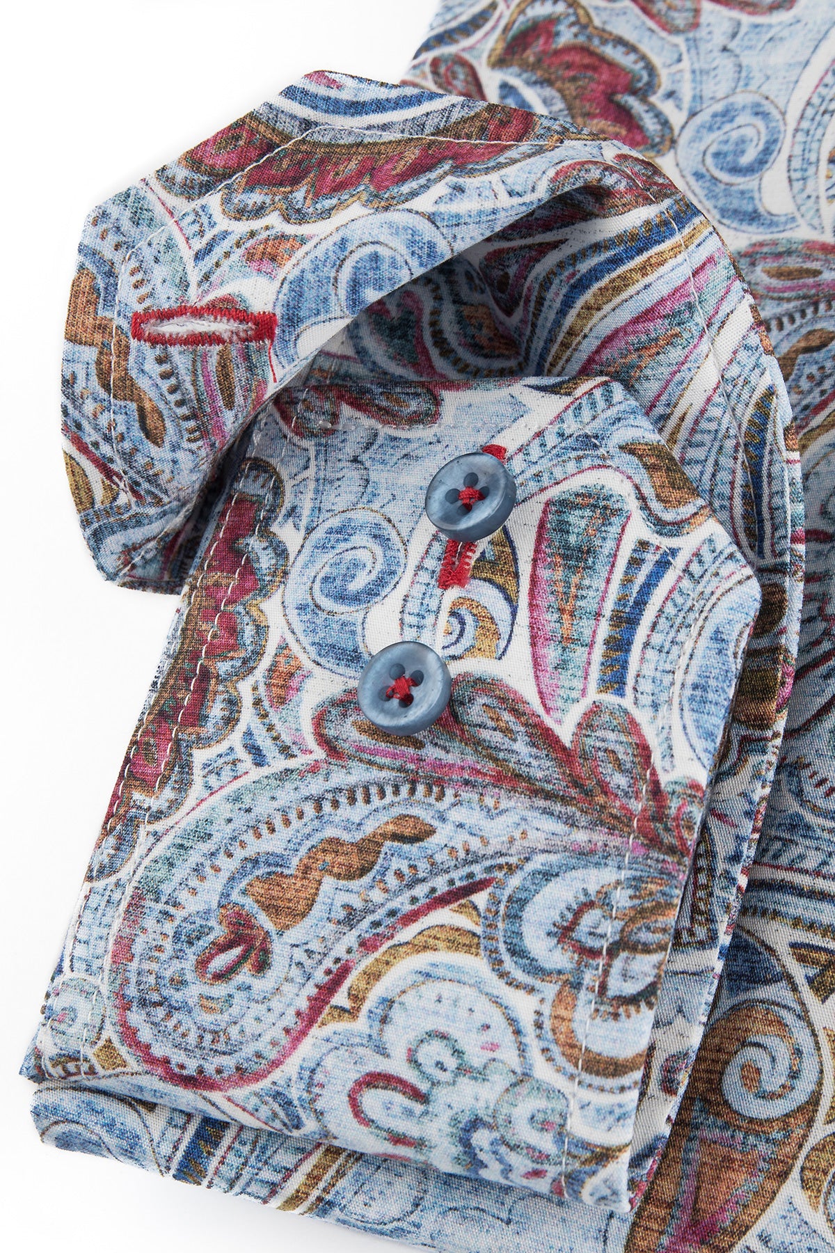 Blue paisley printed regular fit shirt